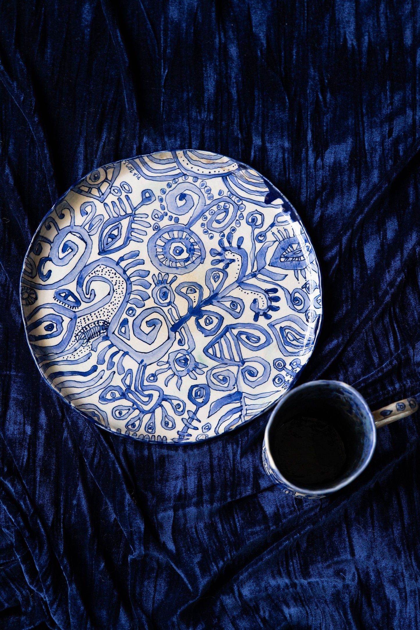 Blue Scribble Set with Mug