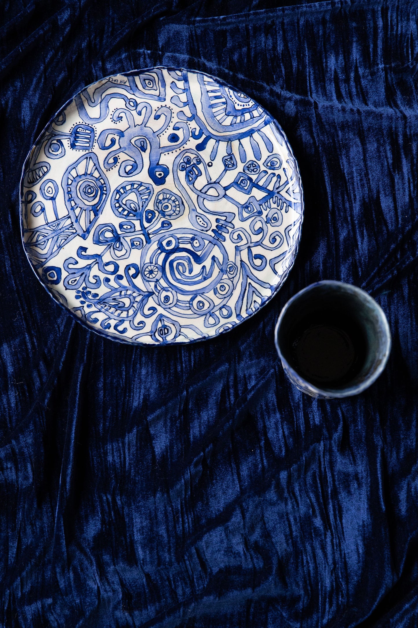 Blue Scribble Set With Tumbler