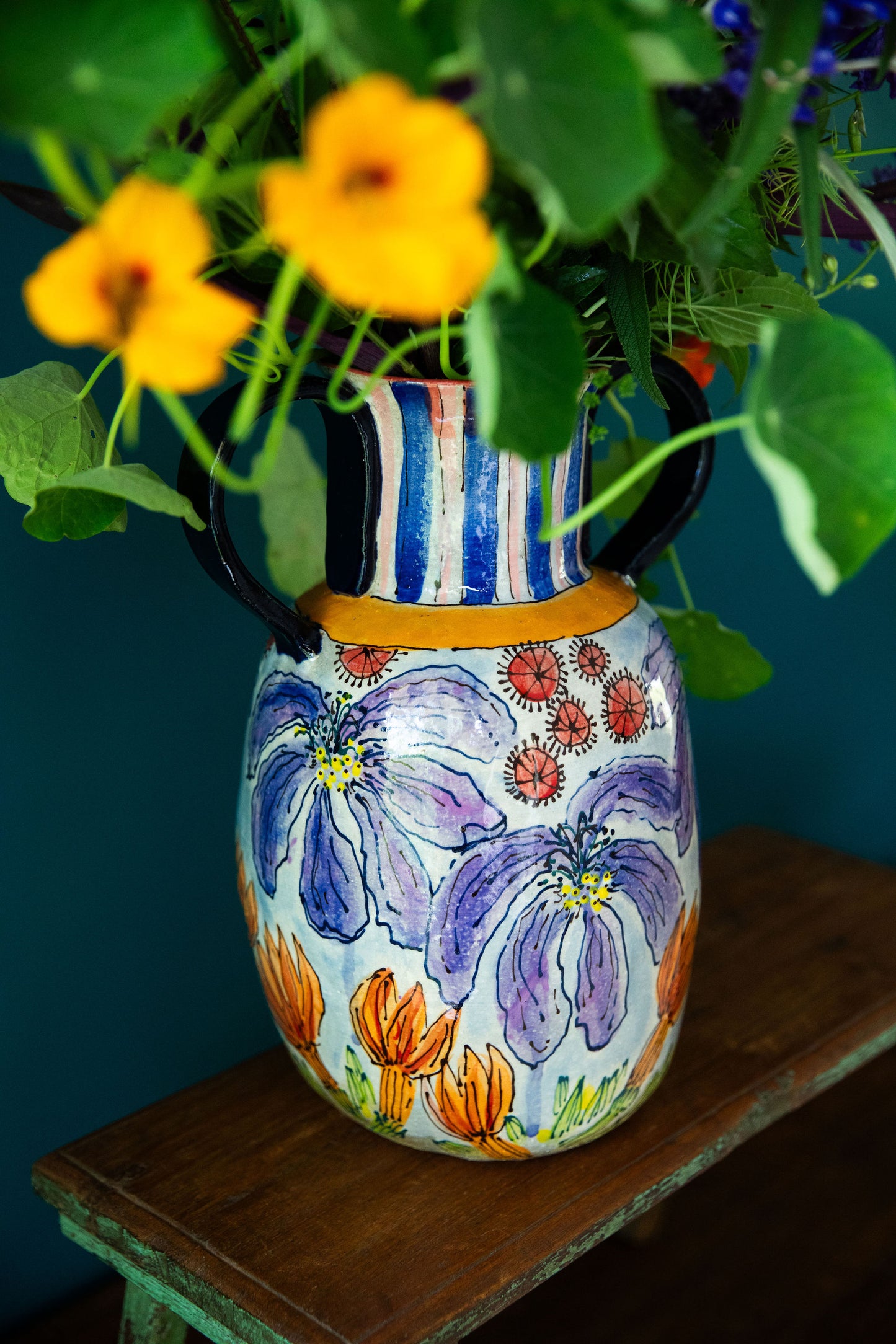 Purple Daydream Flowers Urn Vase