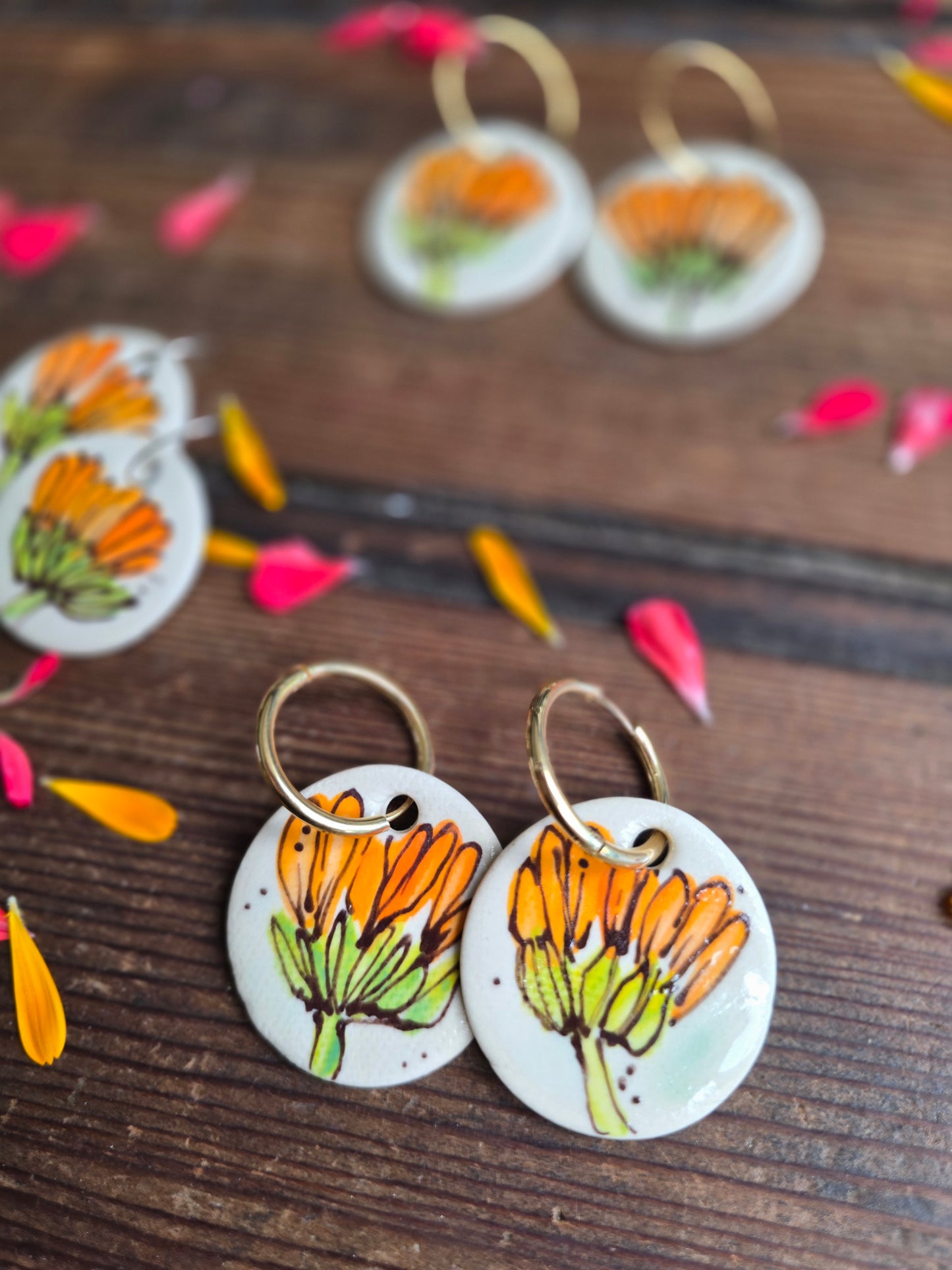 Calendula Earrings ~ Round Large