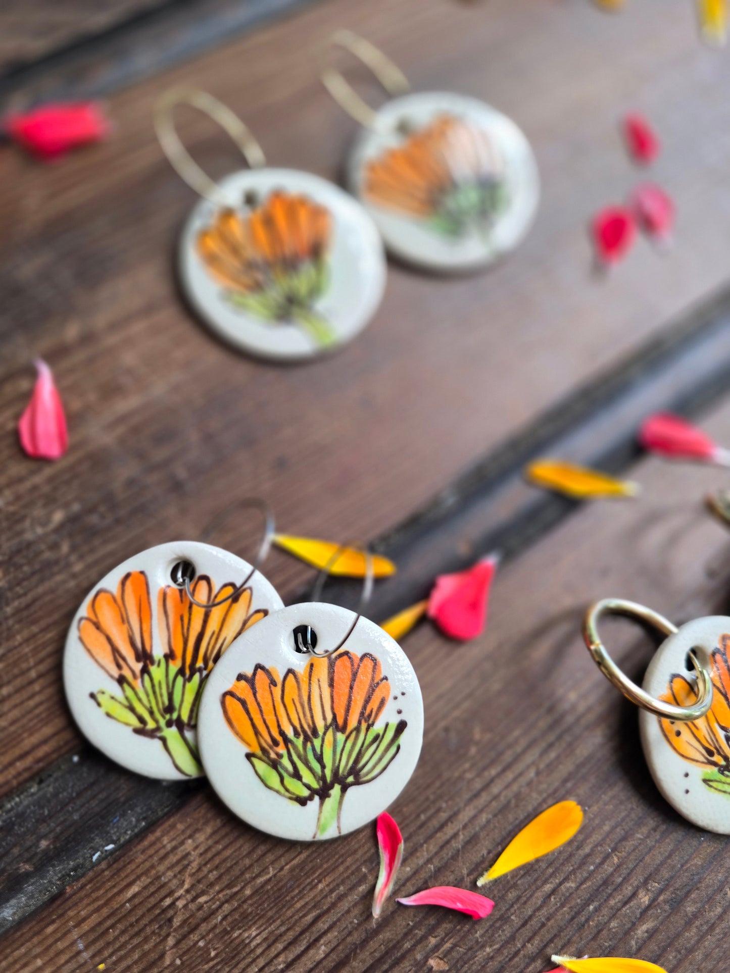 Calendula Earrings ~ Round Large