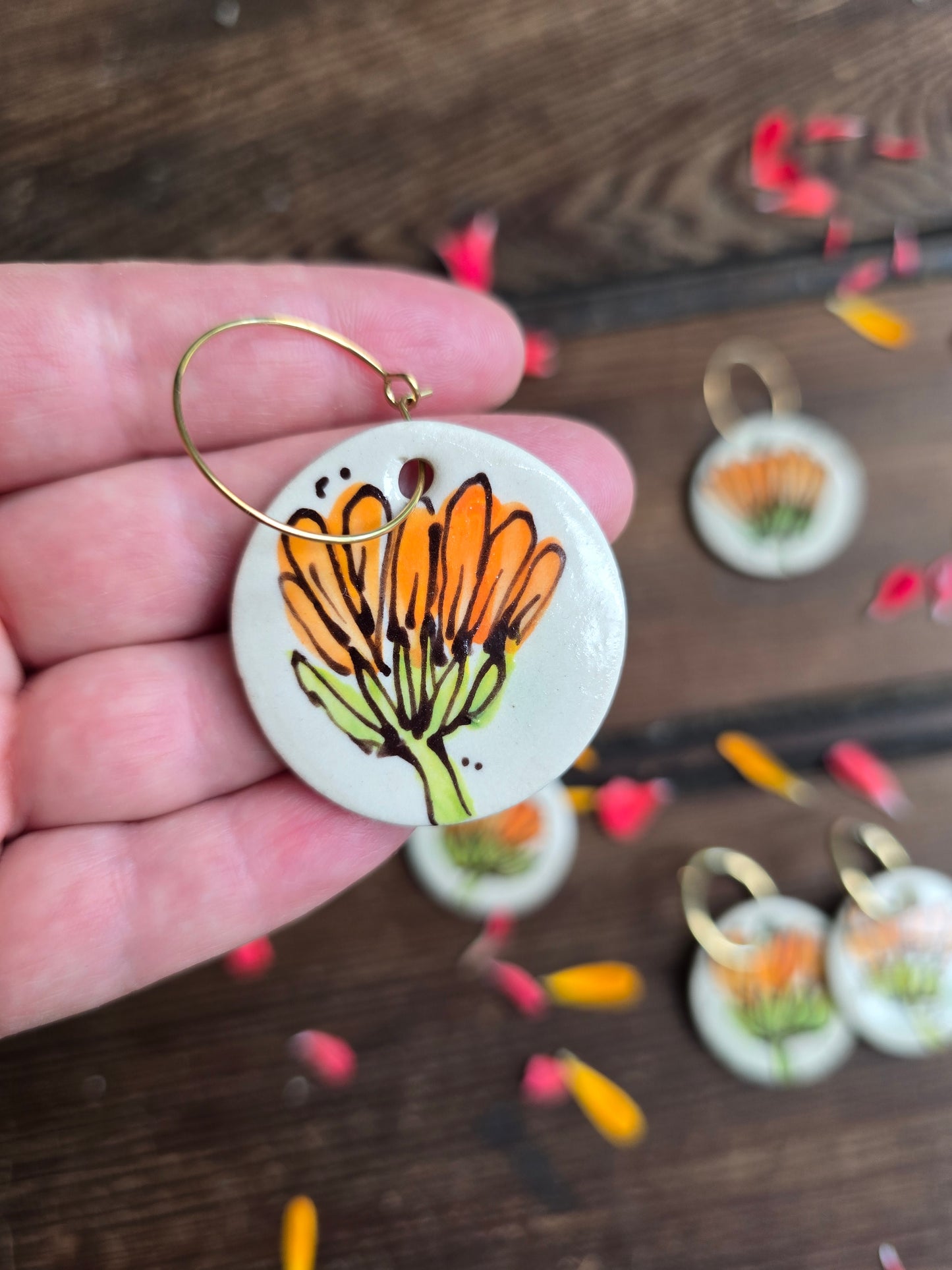 Calendula Earrings ~ Round Large