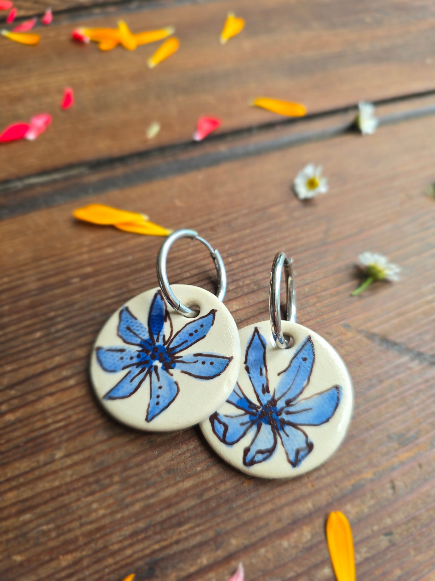 Cobalt Flower Earrings