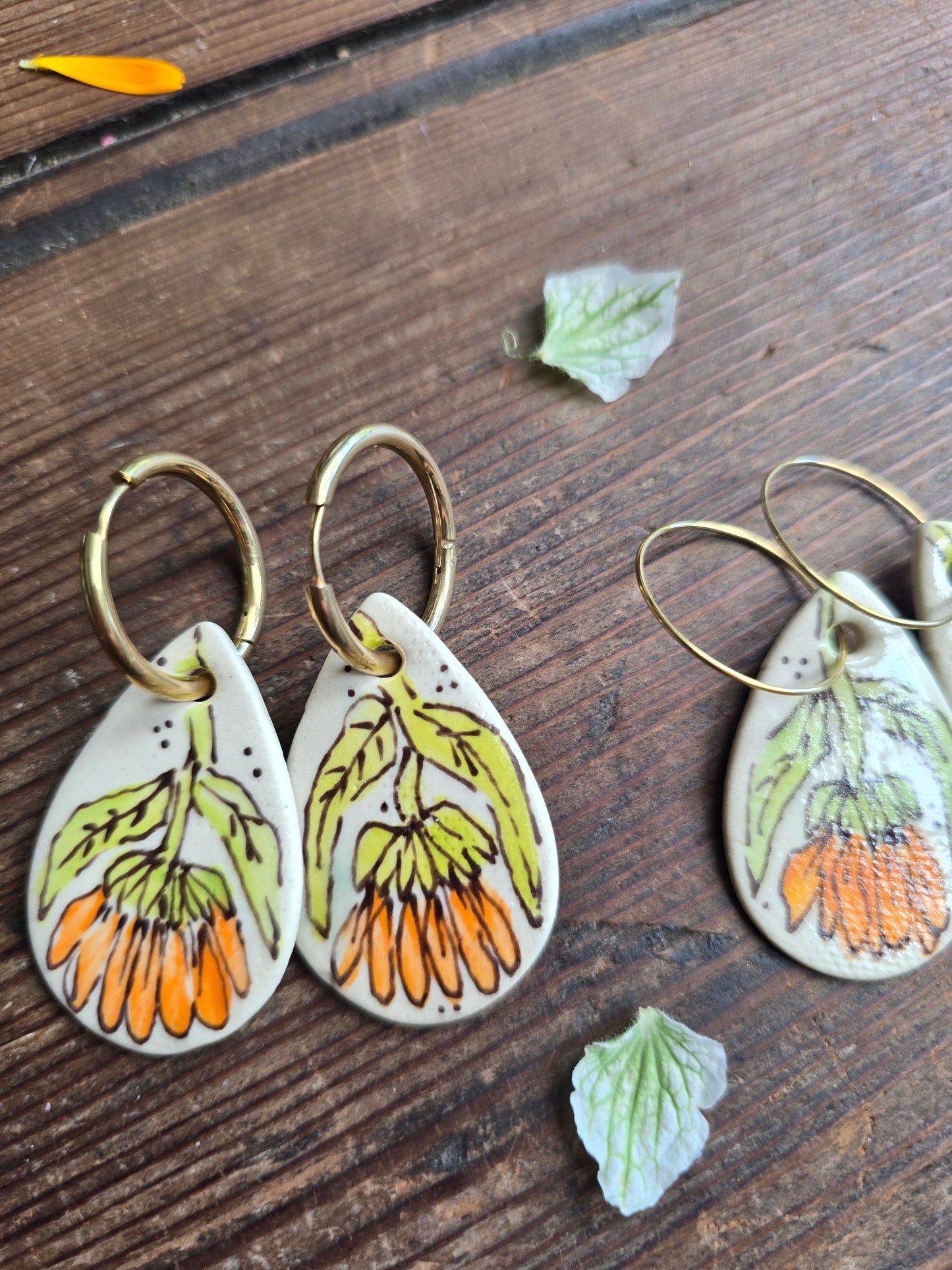 Calendula Earrings ~ Droplet Large