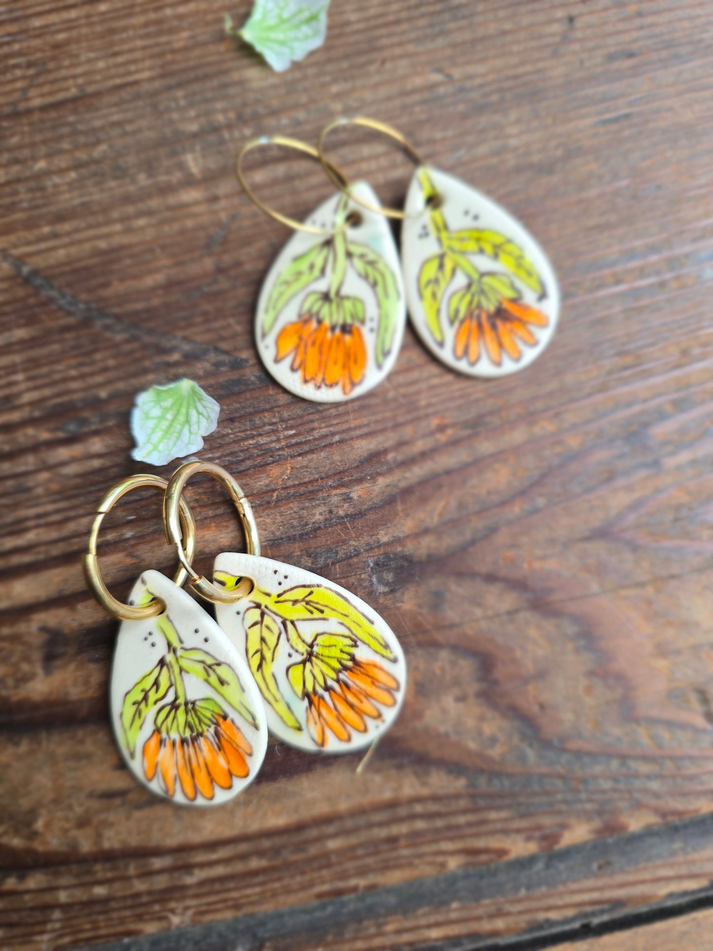 Calendula Earrings ~ Droplet Large