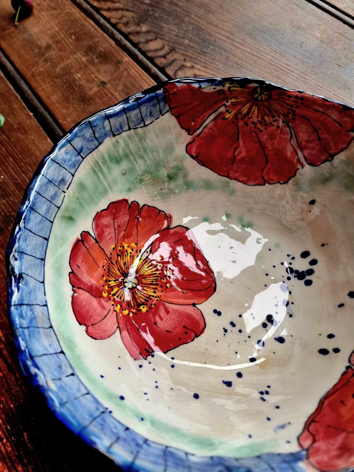 3 Poppies ~ Double Thick Bowl