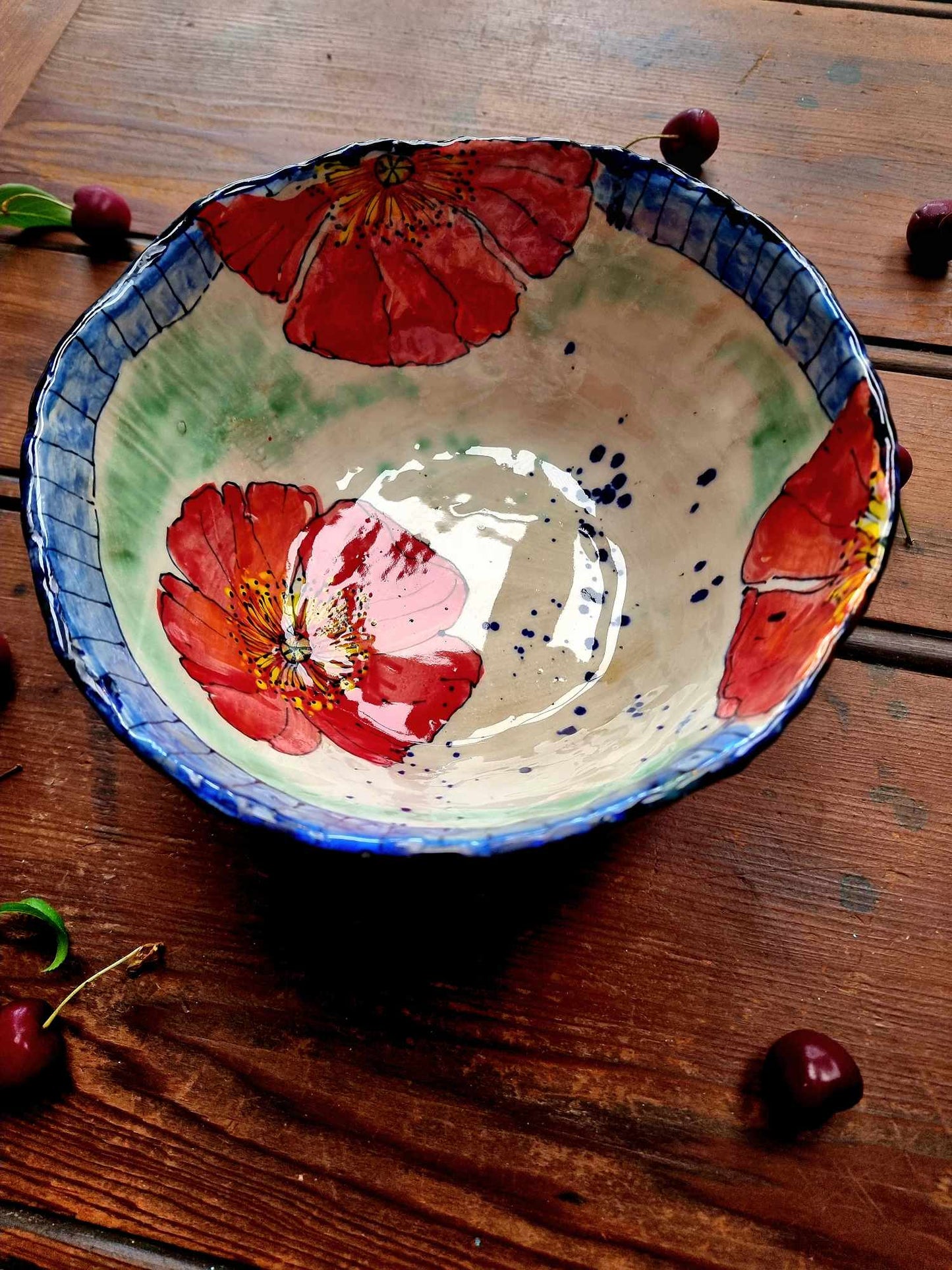 3 Poppies ~ Double Thick Bowl