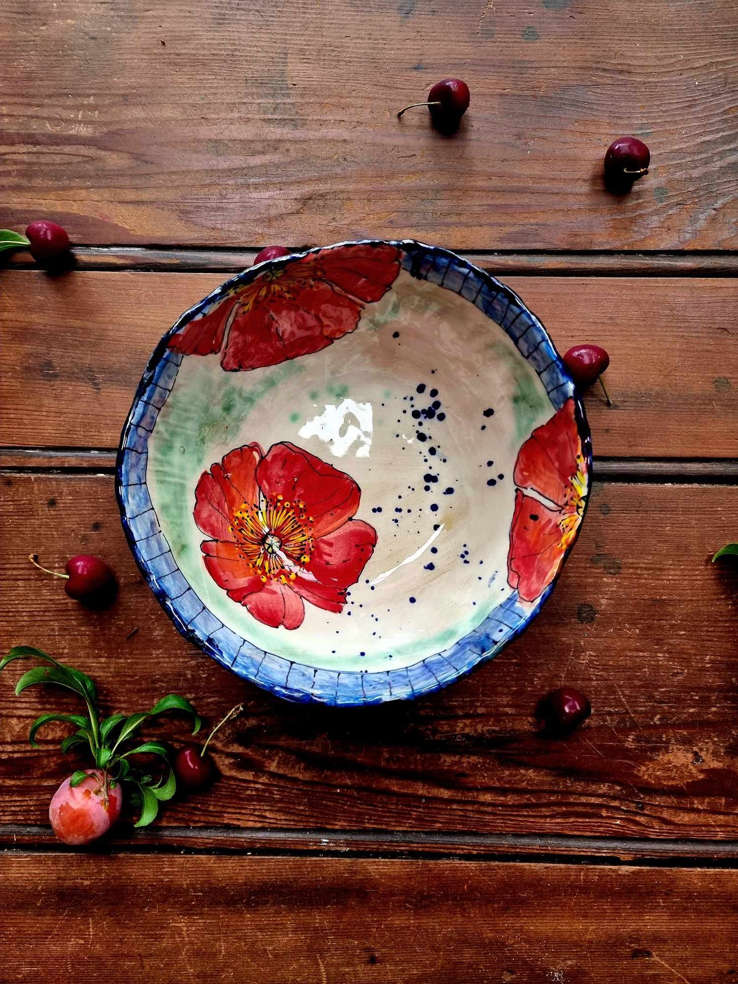 3 Poppies ~ Double Thick Bowl