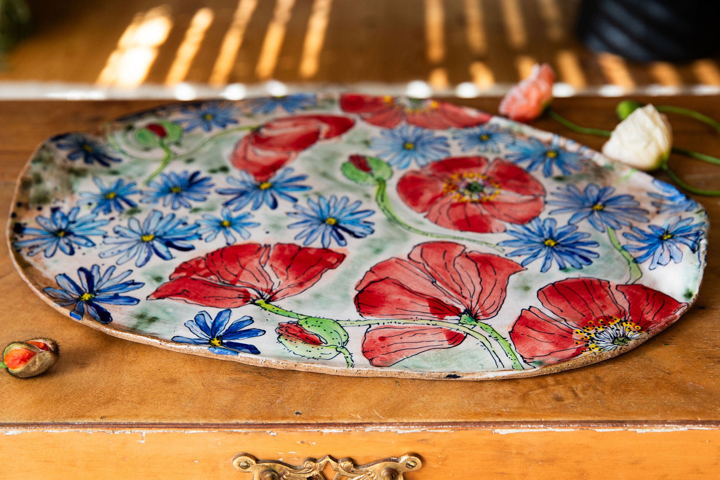 Red Poppy and Chicory Cheese Plate