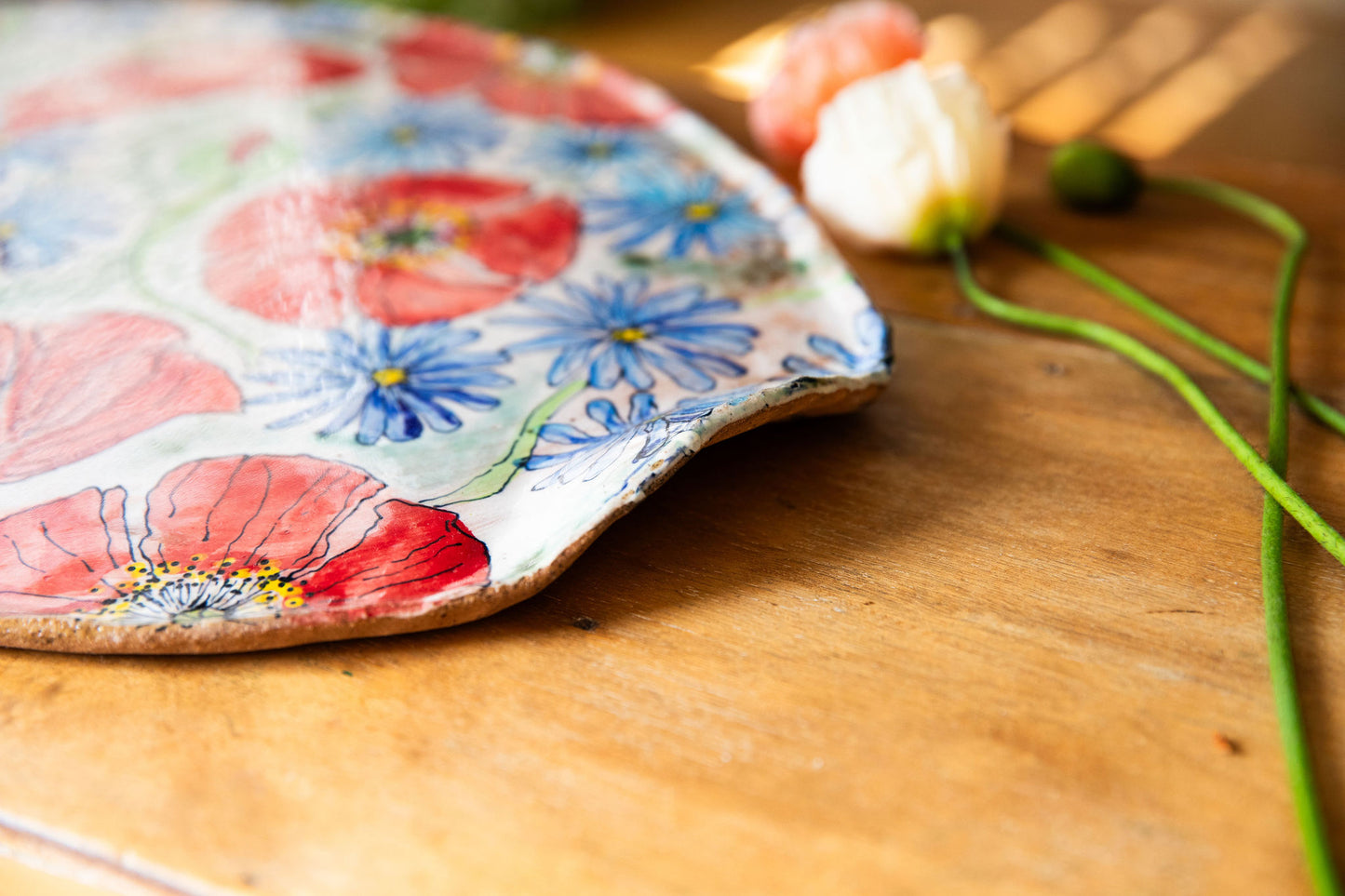 Red Poppy and Chicory Cheese Plate