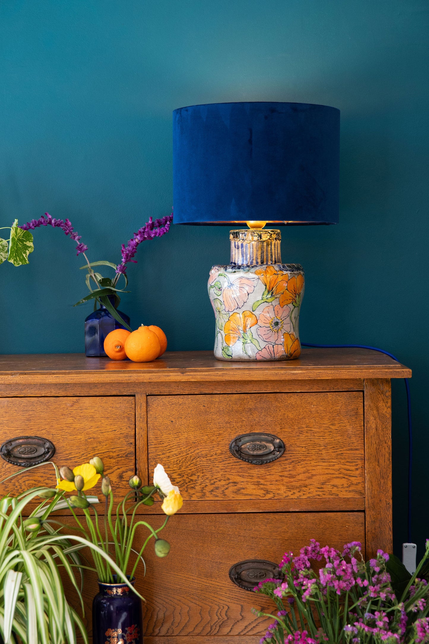 Nasturtium and Poppy Lamp