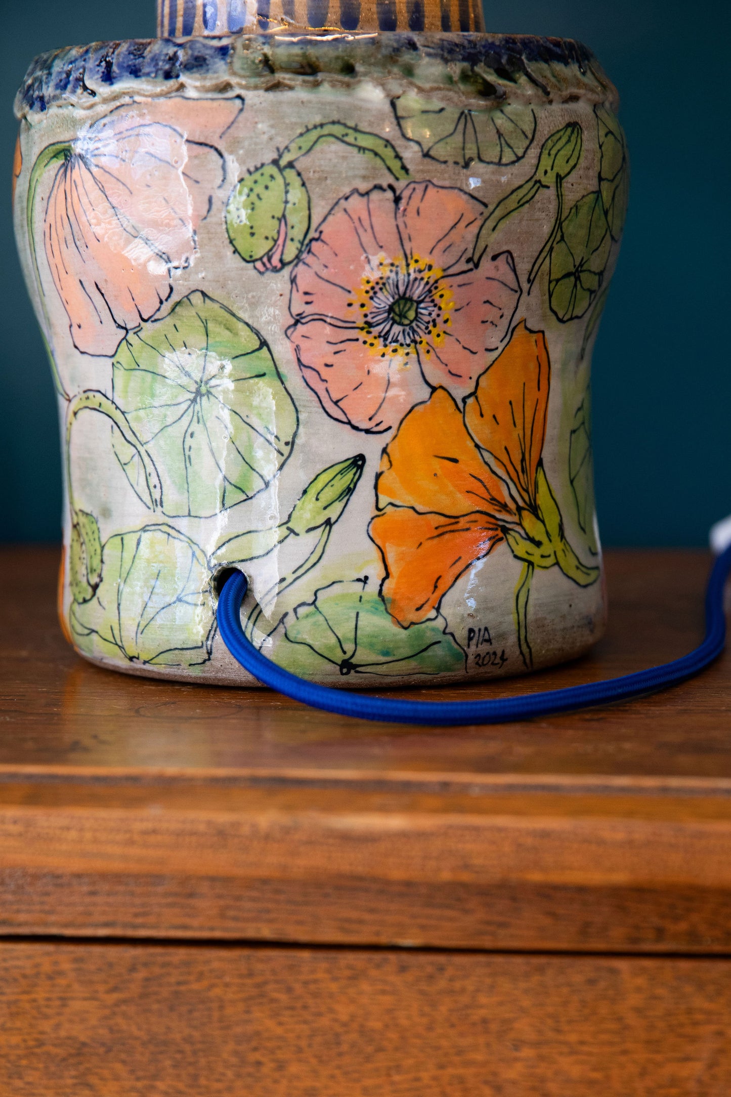 Nasturtium and Poppy Lamp