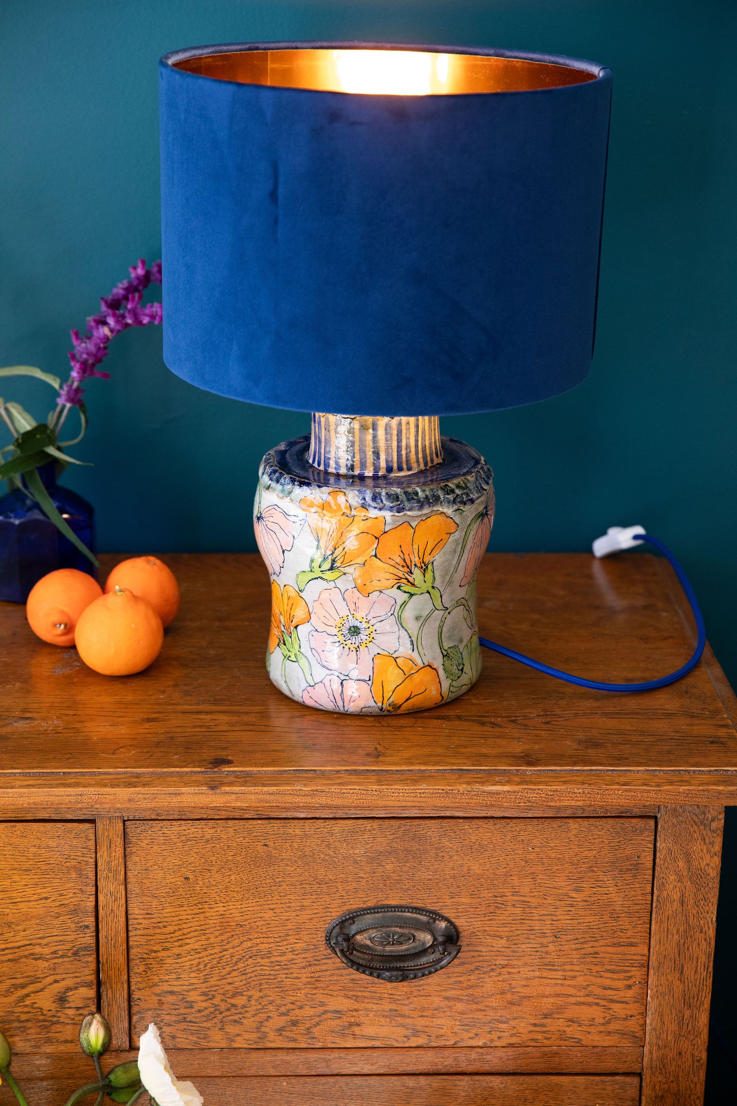 Nasturtium and Poppy Lamp