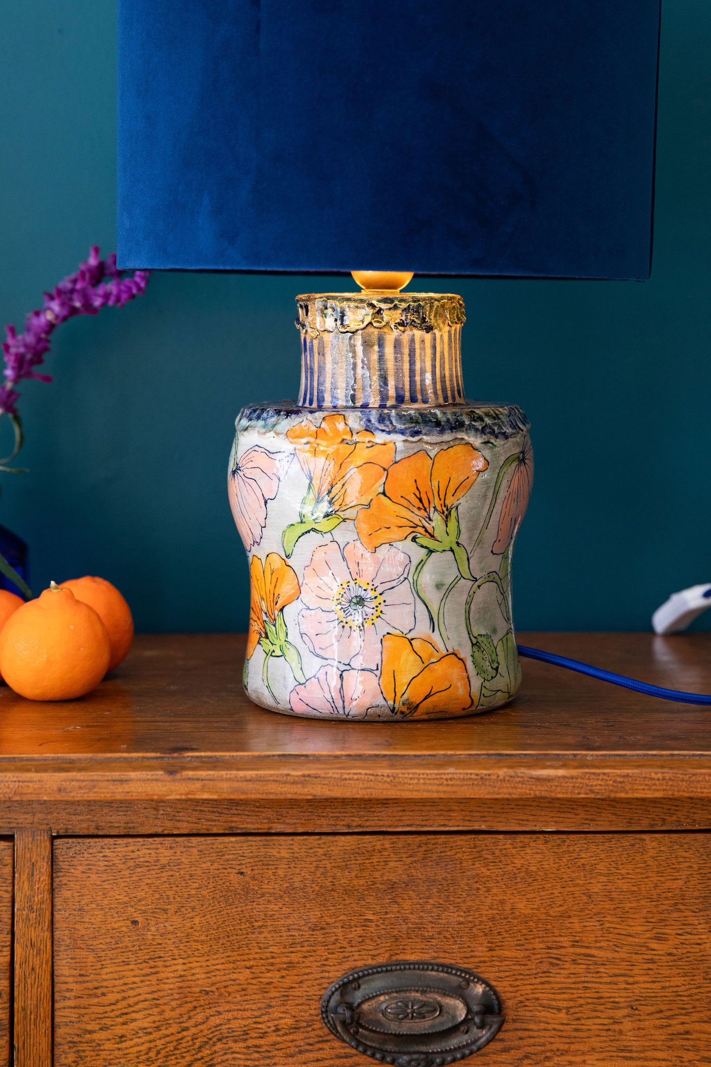 Nasturtium and Poppy Lamp