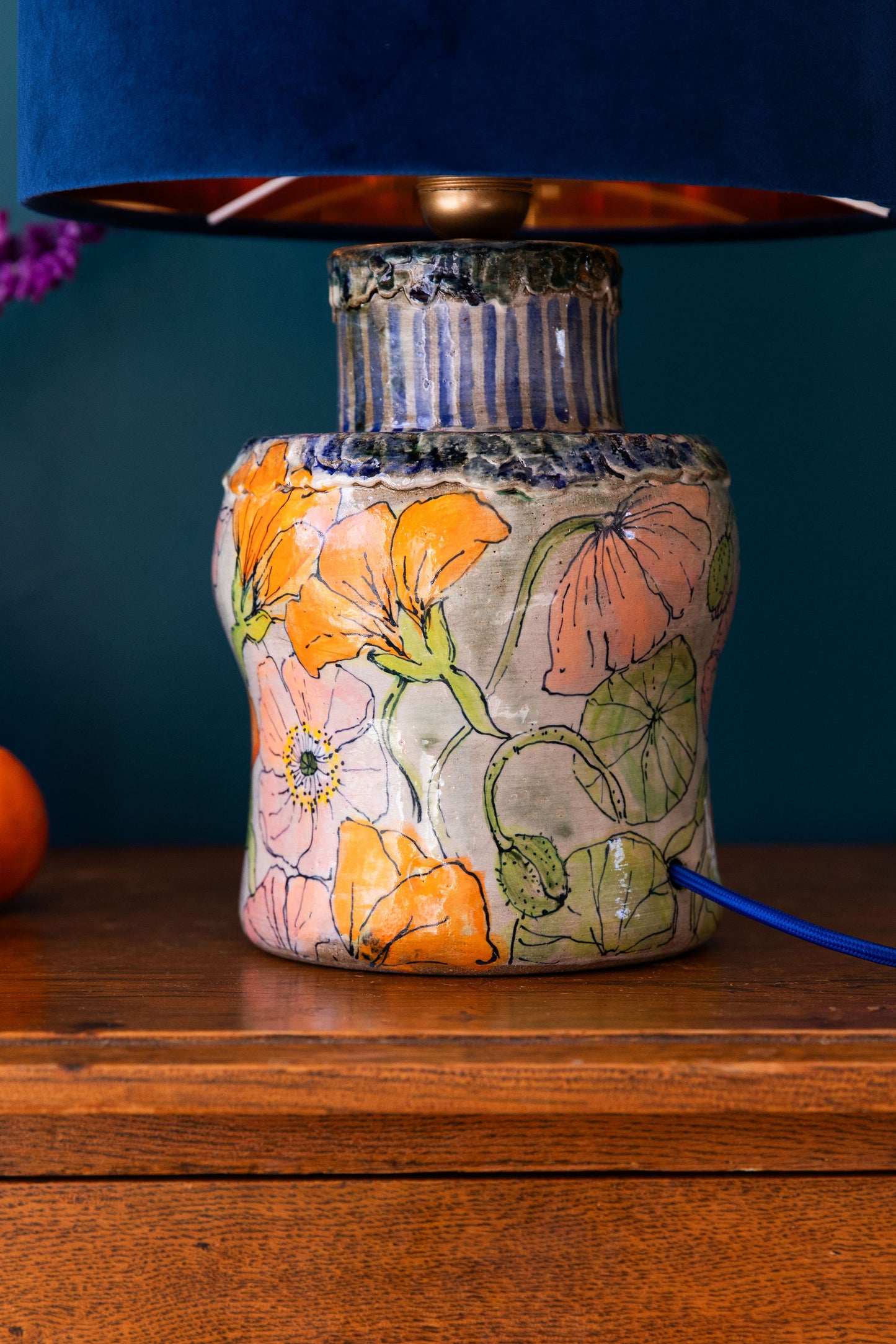 Nasturtium and Poppy Lamp