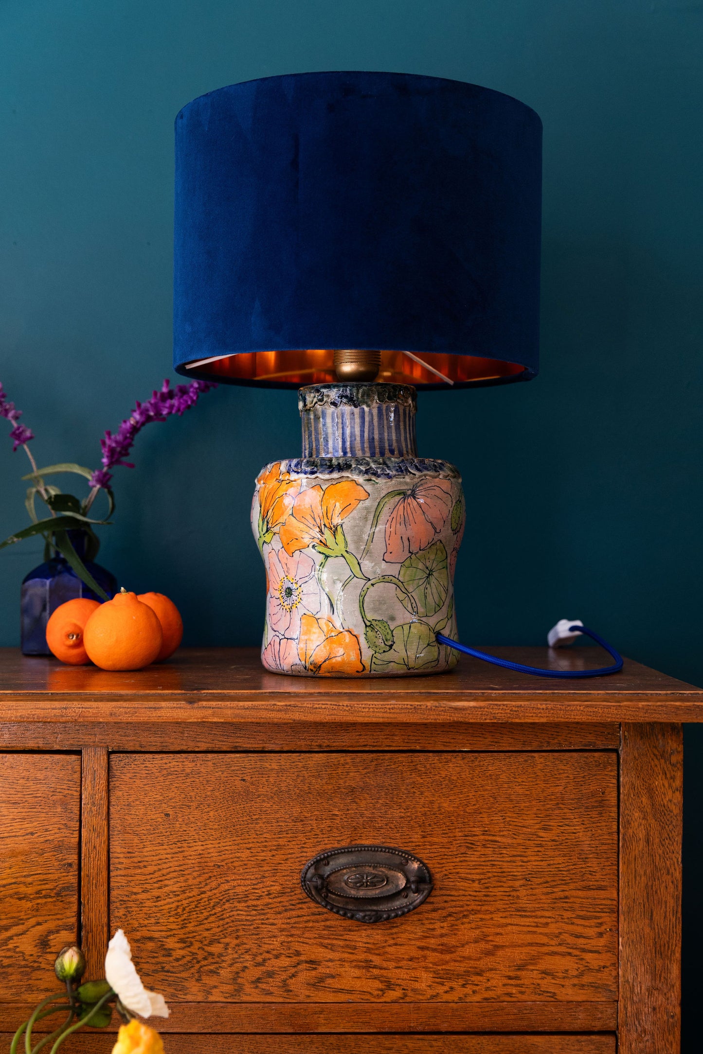 Nasturtium and Poppy Lamp