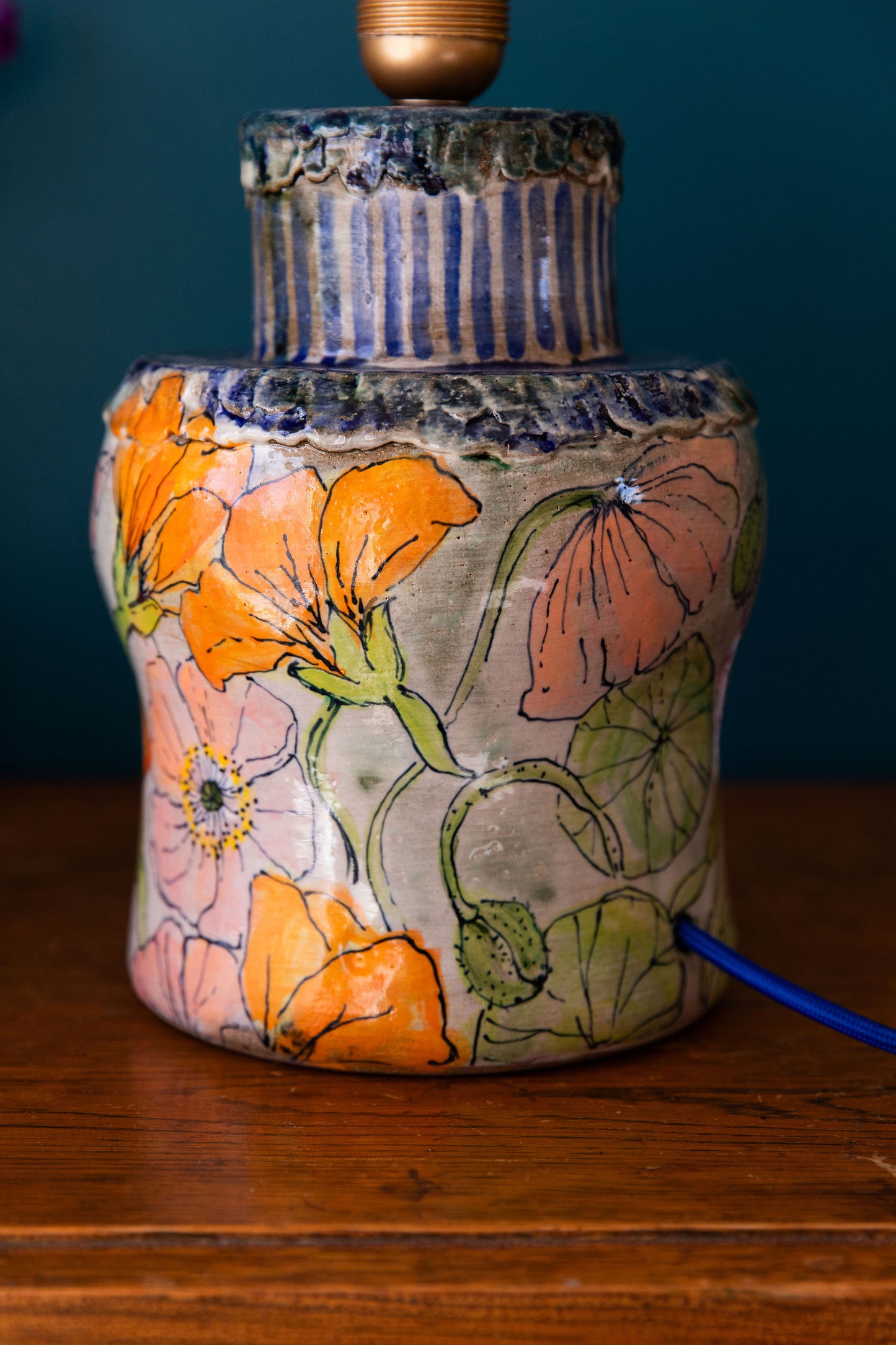 Nasturtium and Poppy Lamp