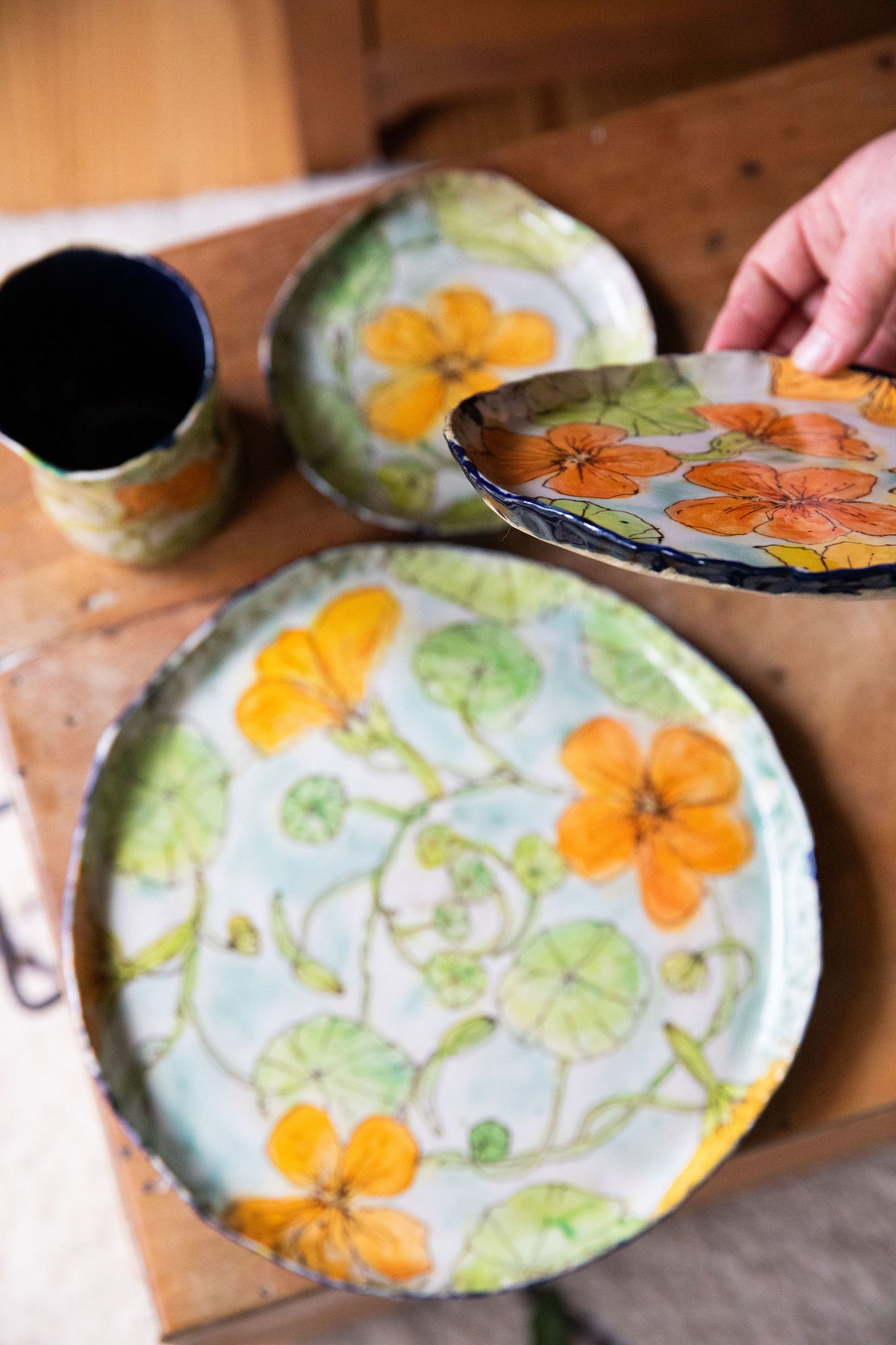 Alone But Not Lonely ~ Dinner Party Set for One. Nasturtium set