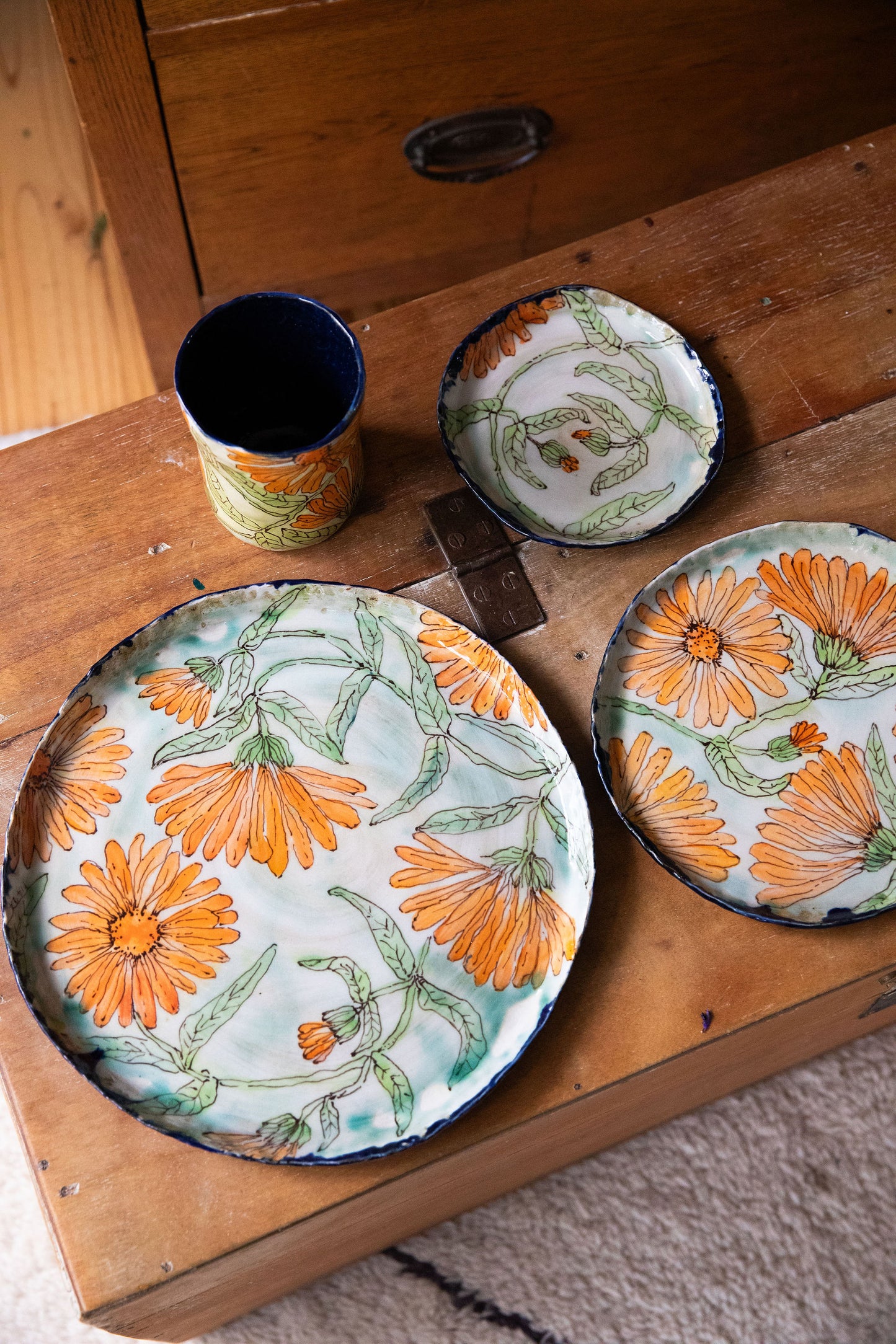 Alone But Not Lonely ~ Dinner Party Set For One. Calendula Set