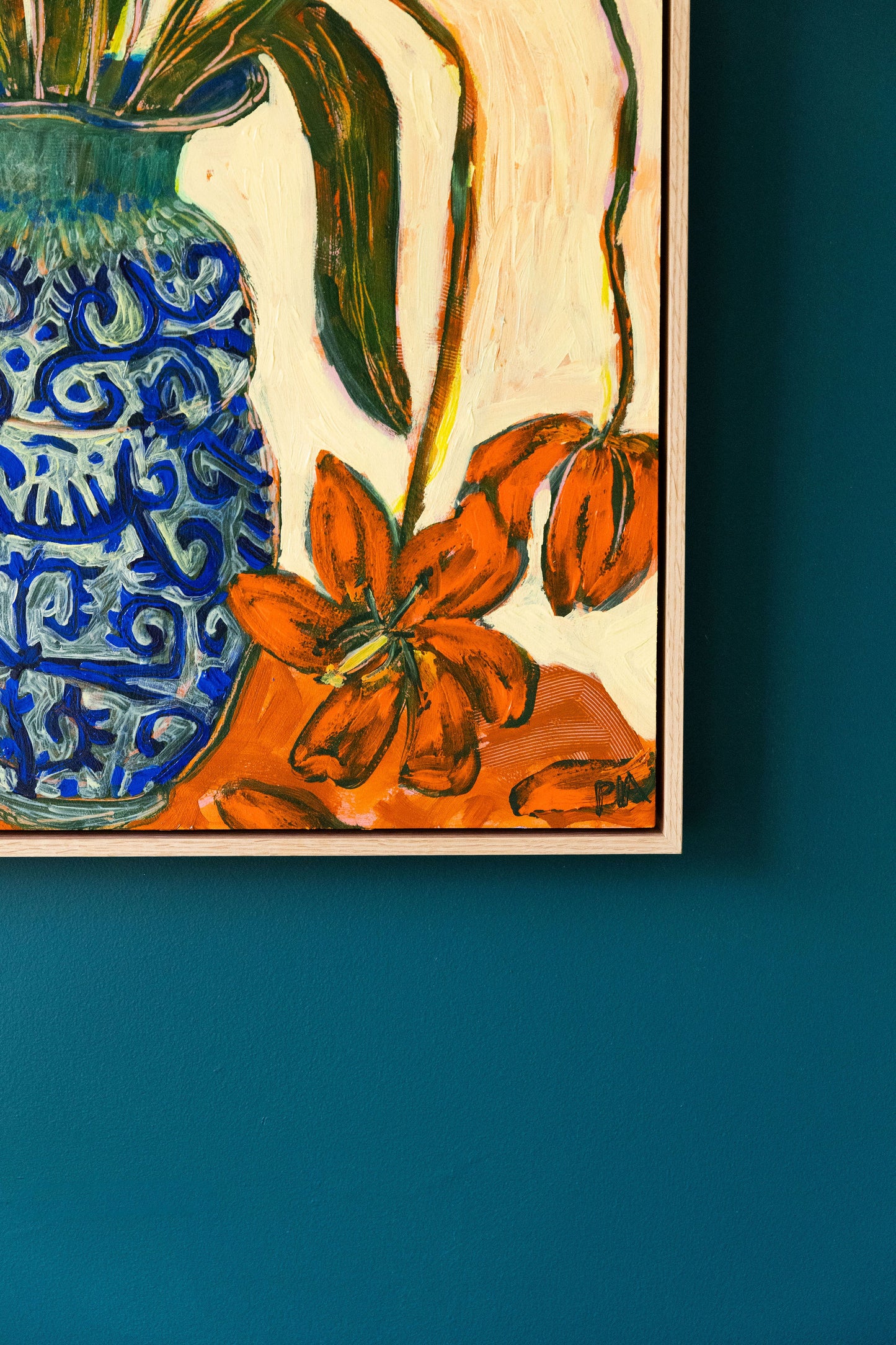 Tulips and Blue Scribble Vase
