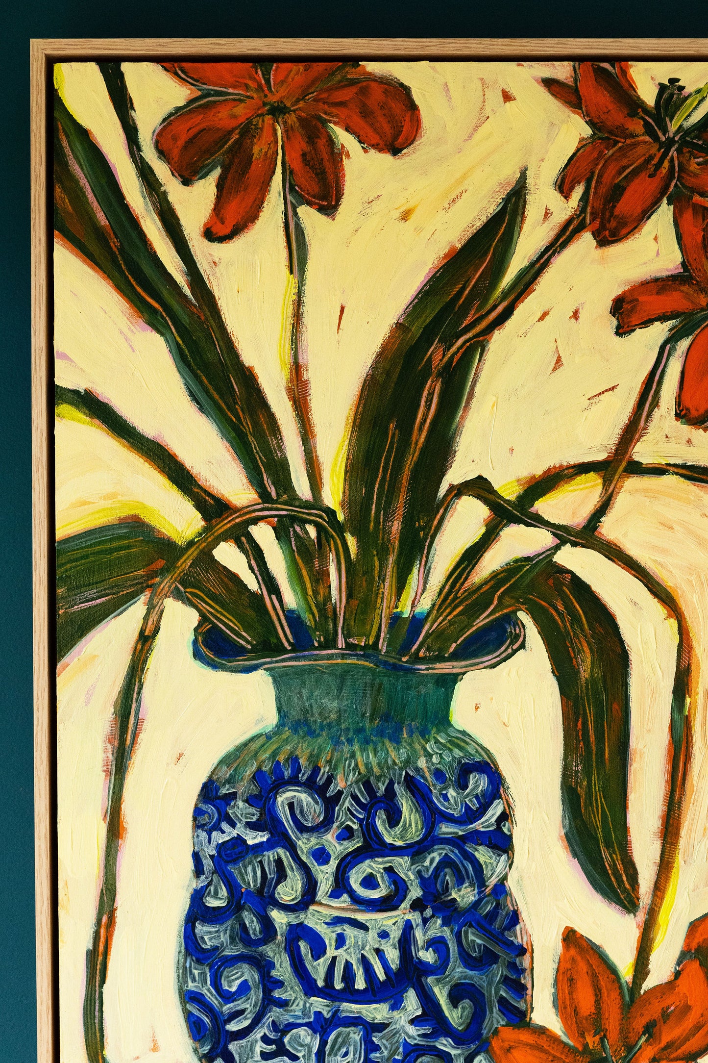 Tulips and Blue Scribble Vase