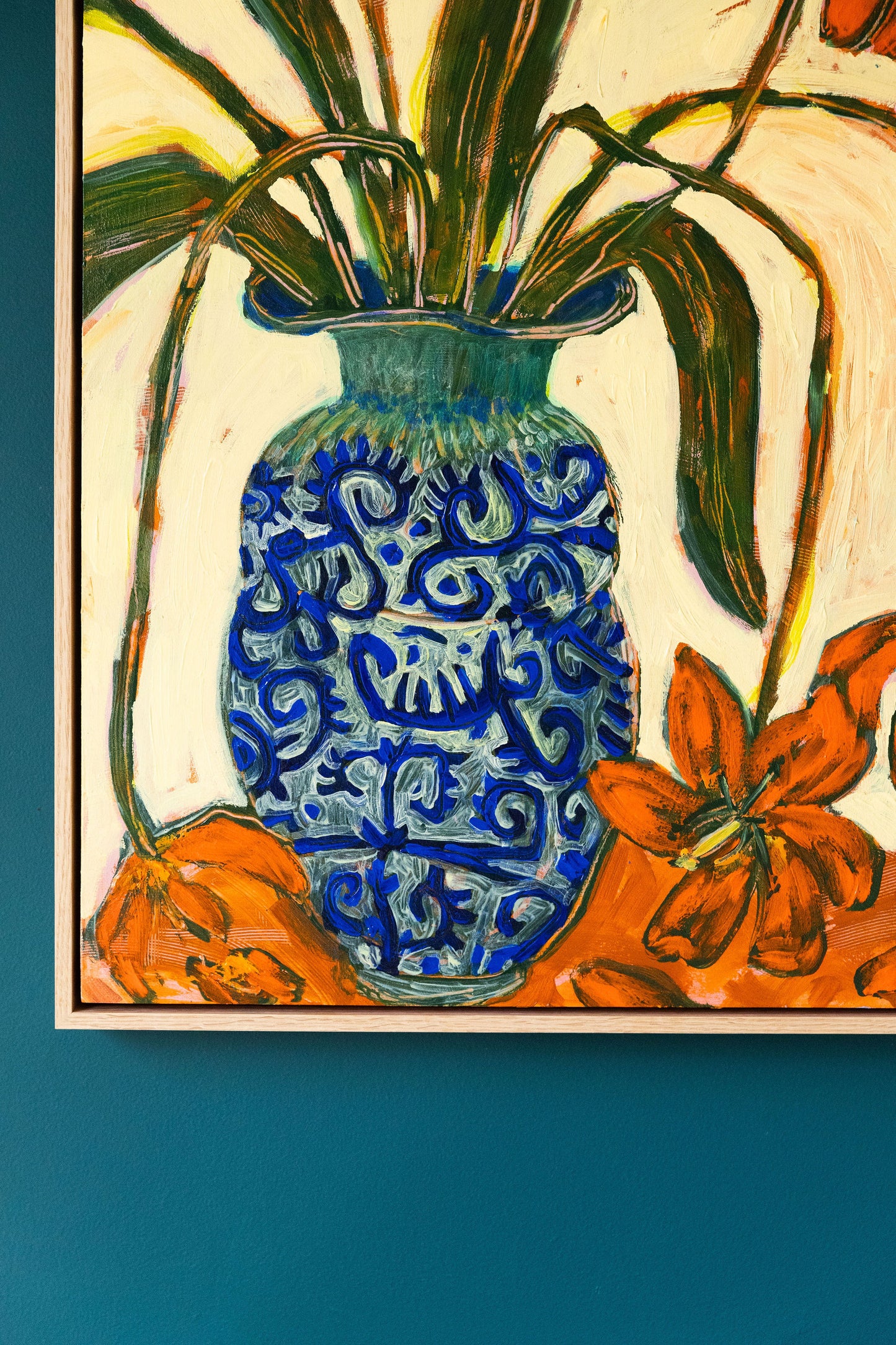 Tulips and Blue Scribble Vase