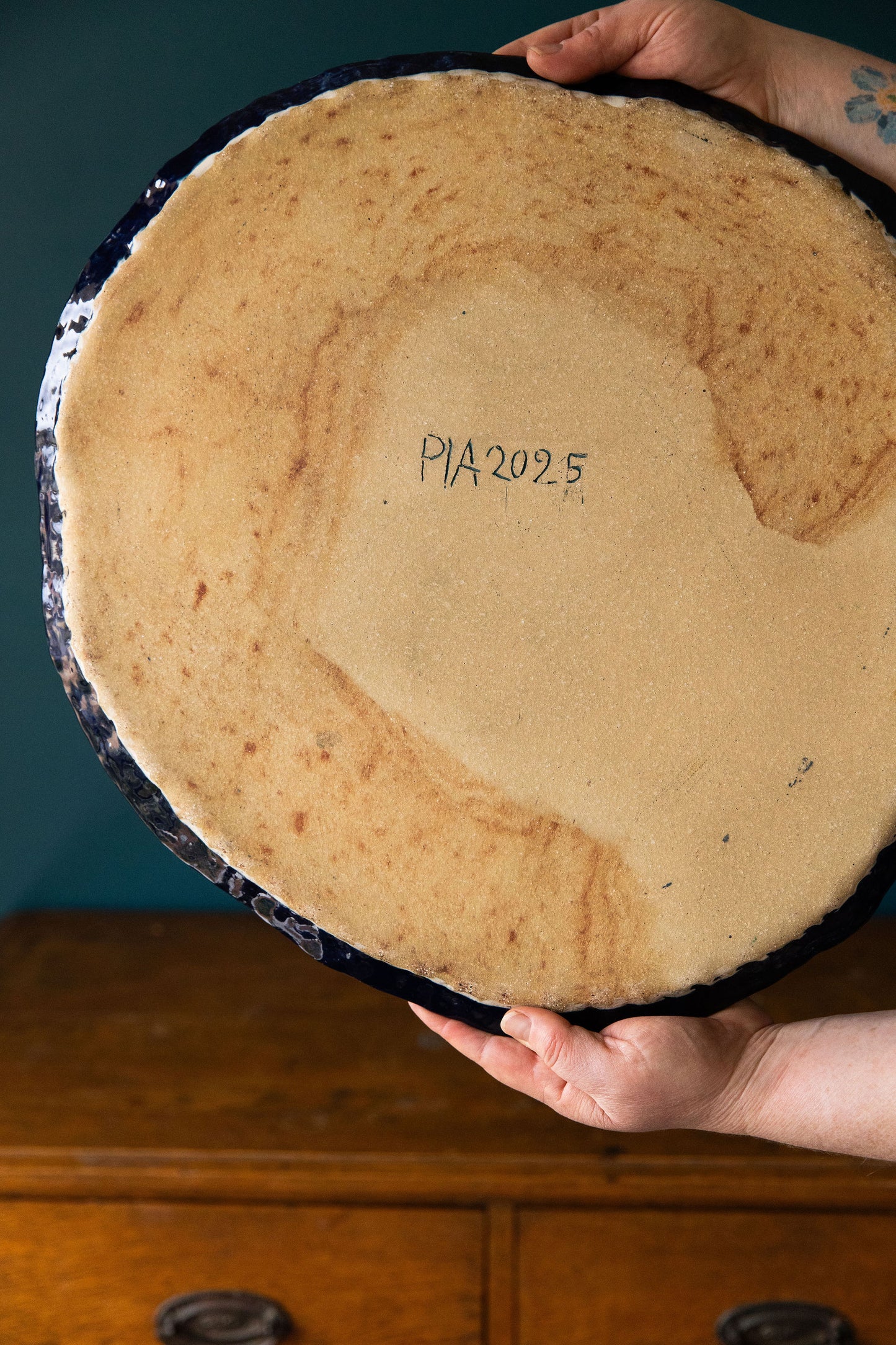 Blue Scribble Platter Number One ~ Daisy Language