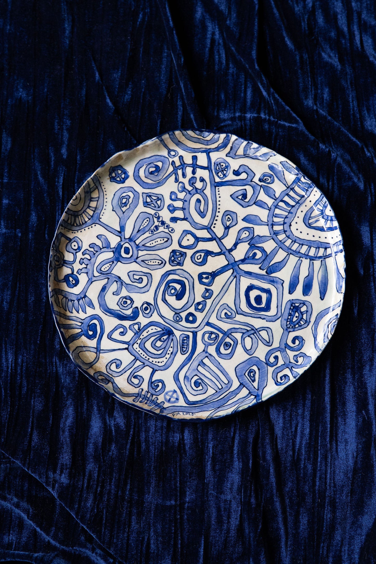Blue Scribble Dinner Plate