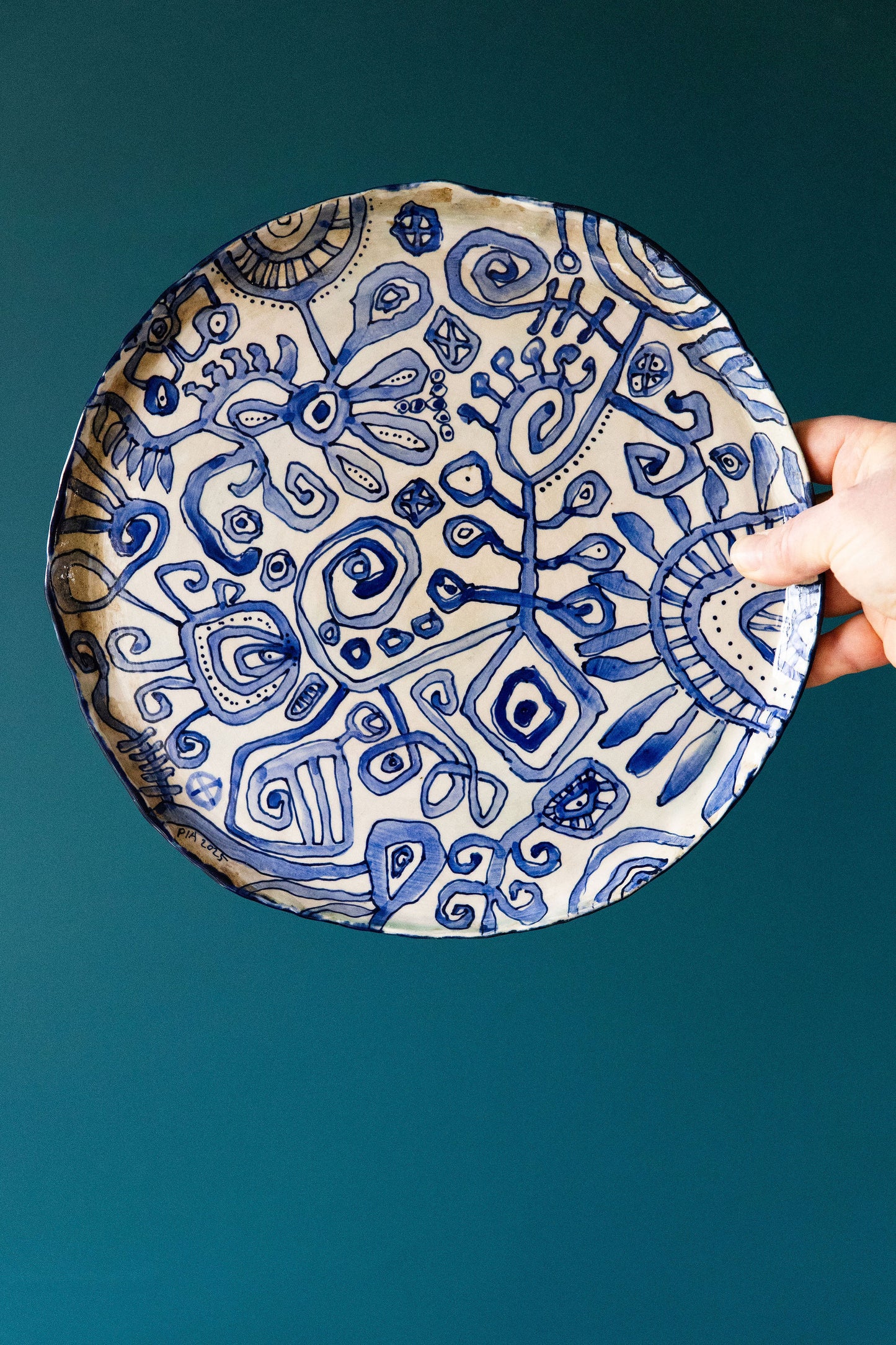 Blue Scribble Dinner Plate