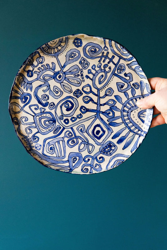 Blue Scribble Dinner Plate
