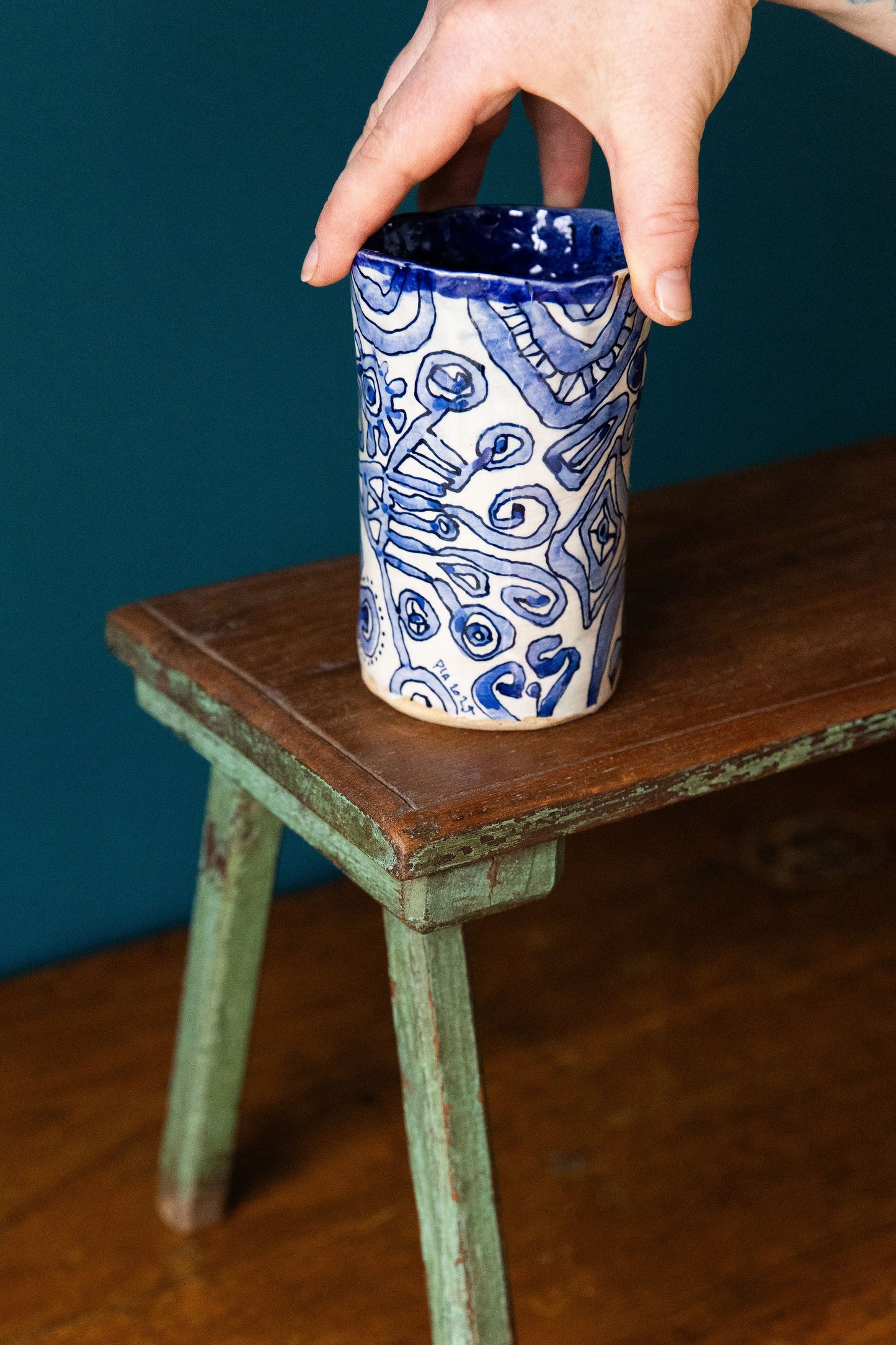 Blue Scribble Tumbler