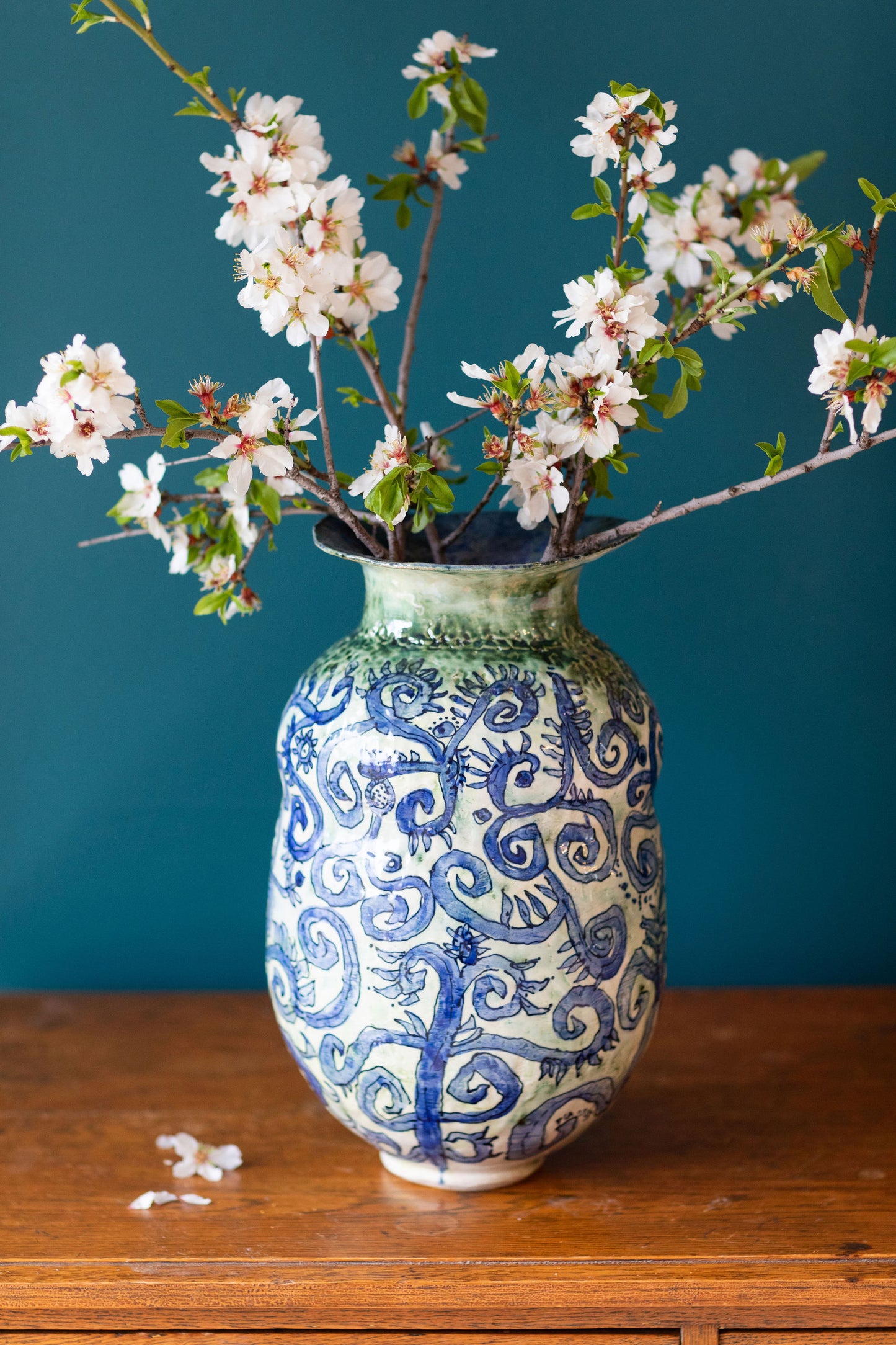 **AVAILABLE AT INVERELL ART GALLERY**Blue Scribble Vase Number One