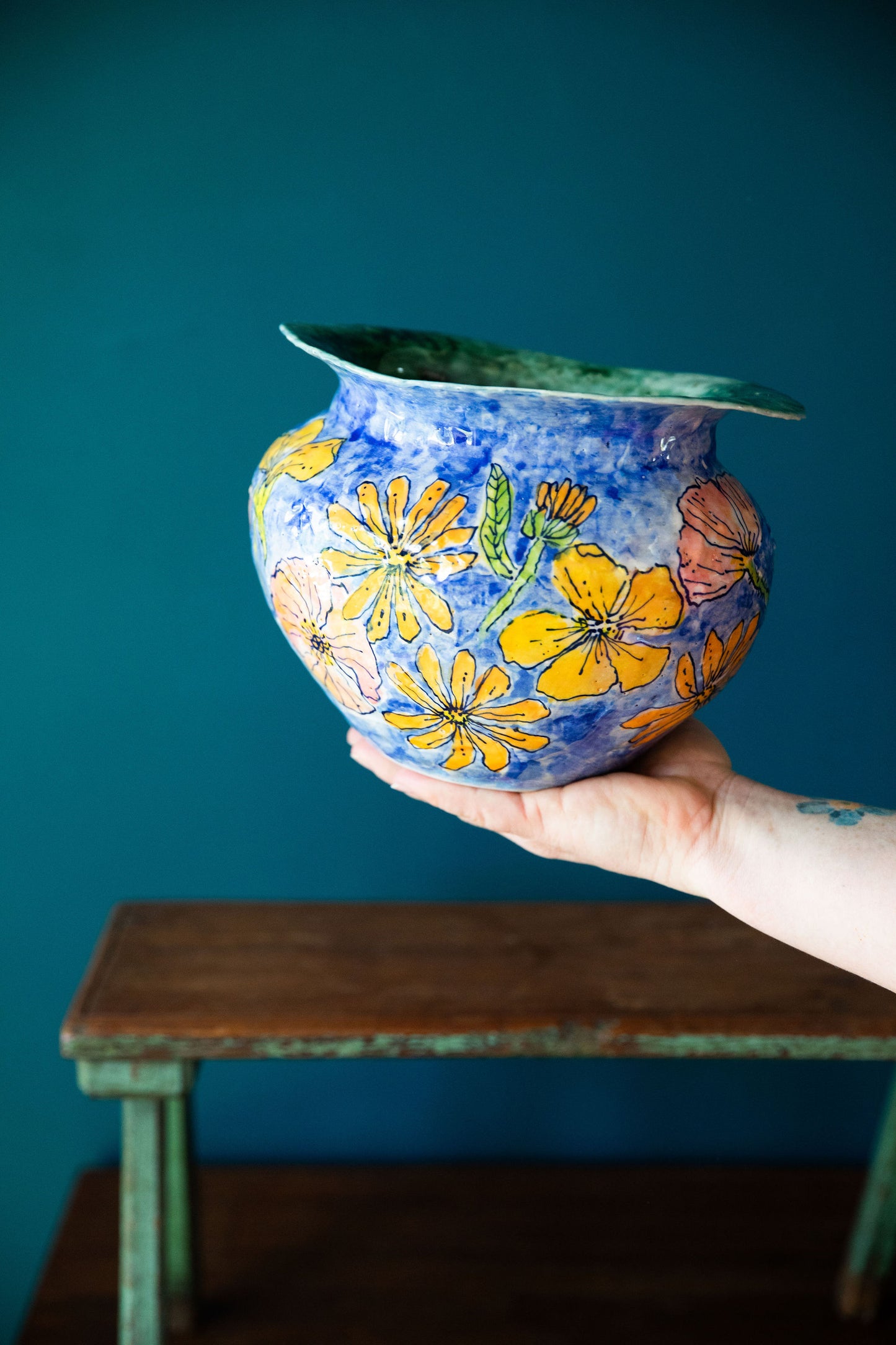 Summer Sky Garden Vase ~ or Terrine