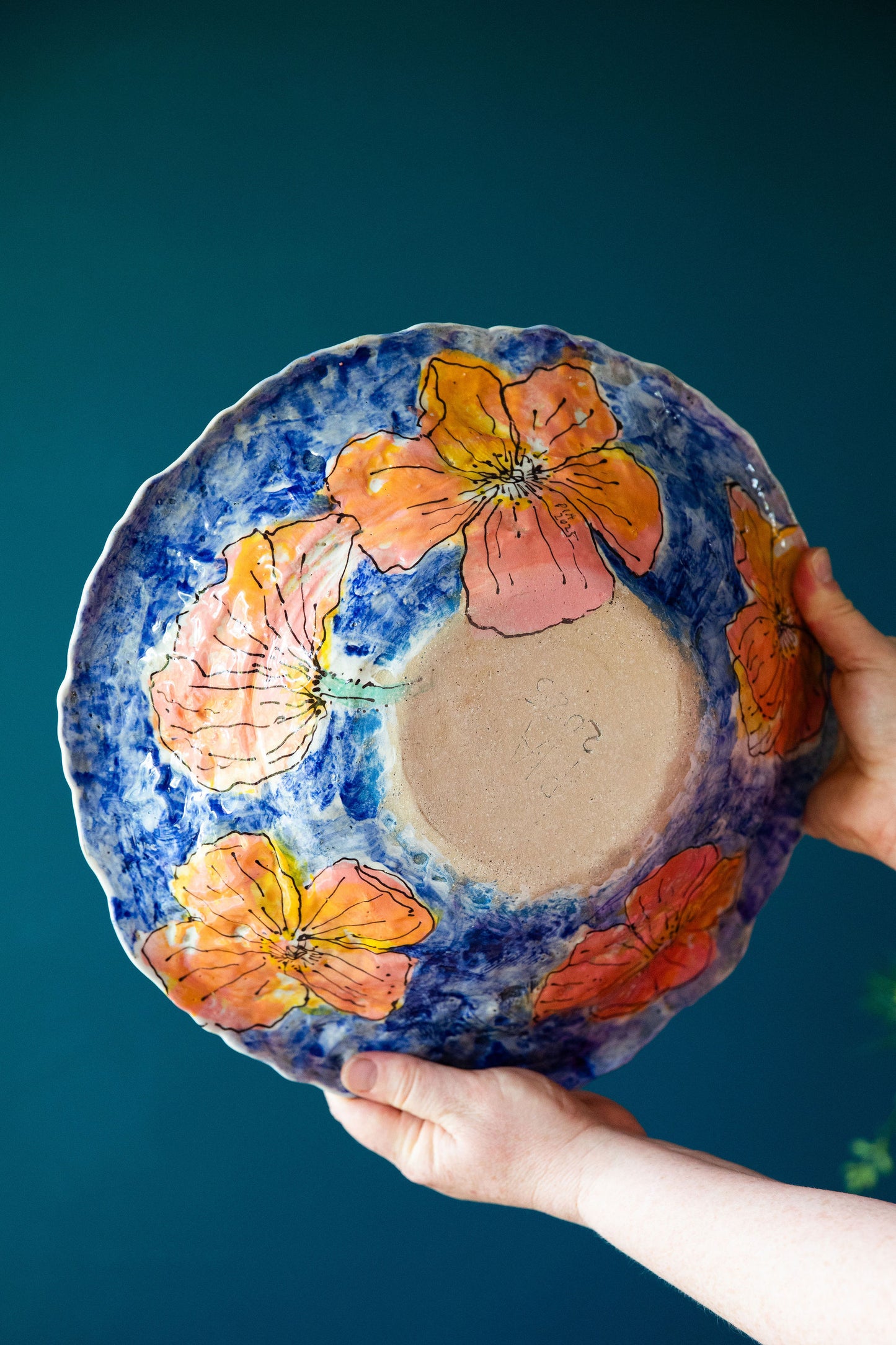 Poppy And Blue Stripe Bowl