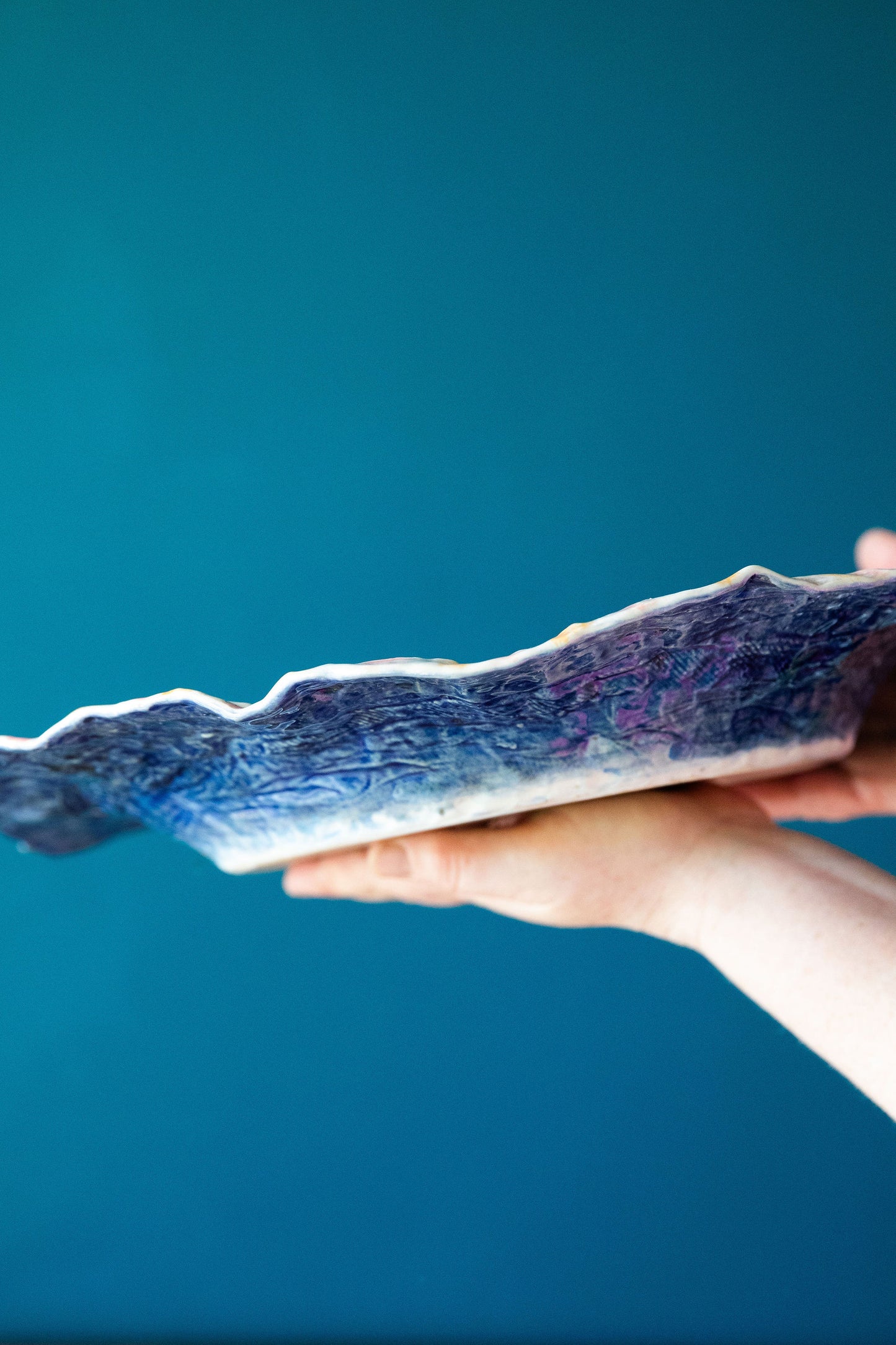 Large Stripe Bowl with Nasturtiums