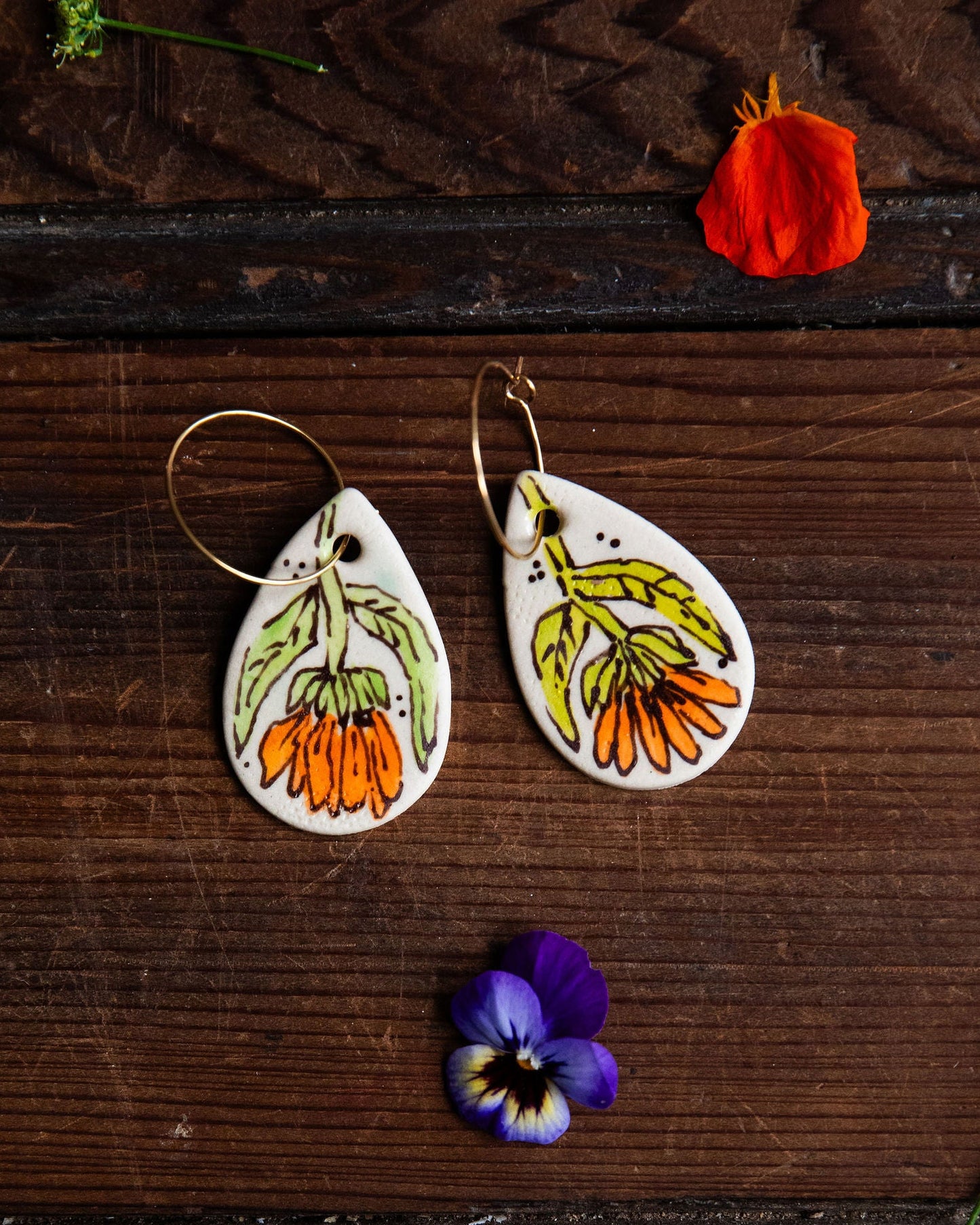 Calendula Earrings ~ Droplet Large
