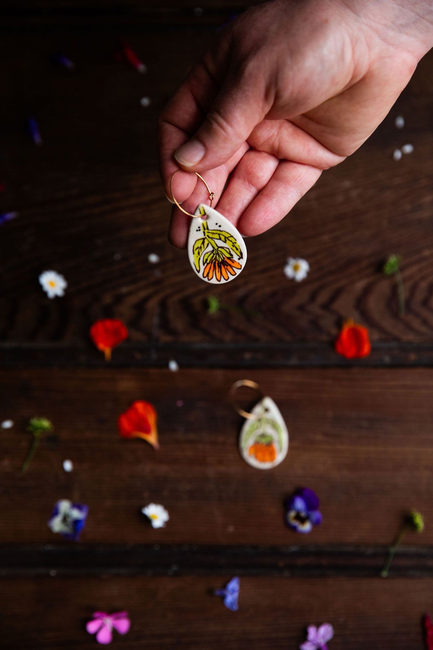 Calendula Earrings ~ Droplet Large