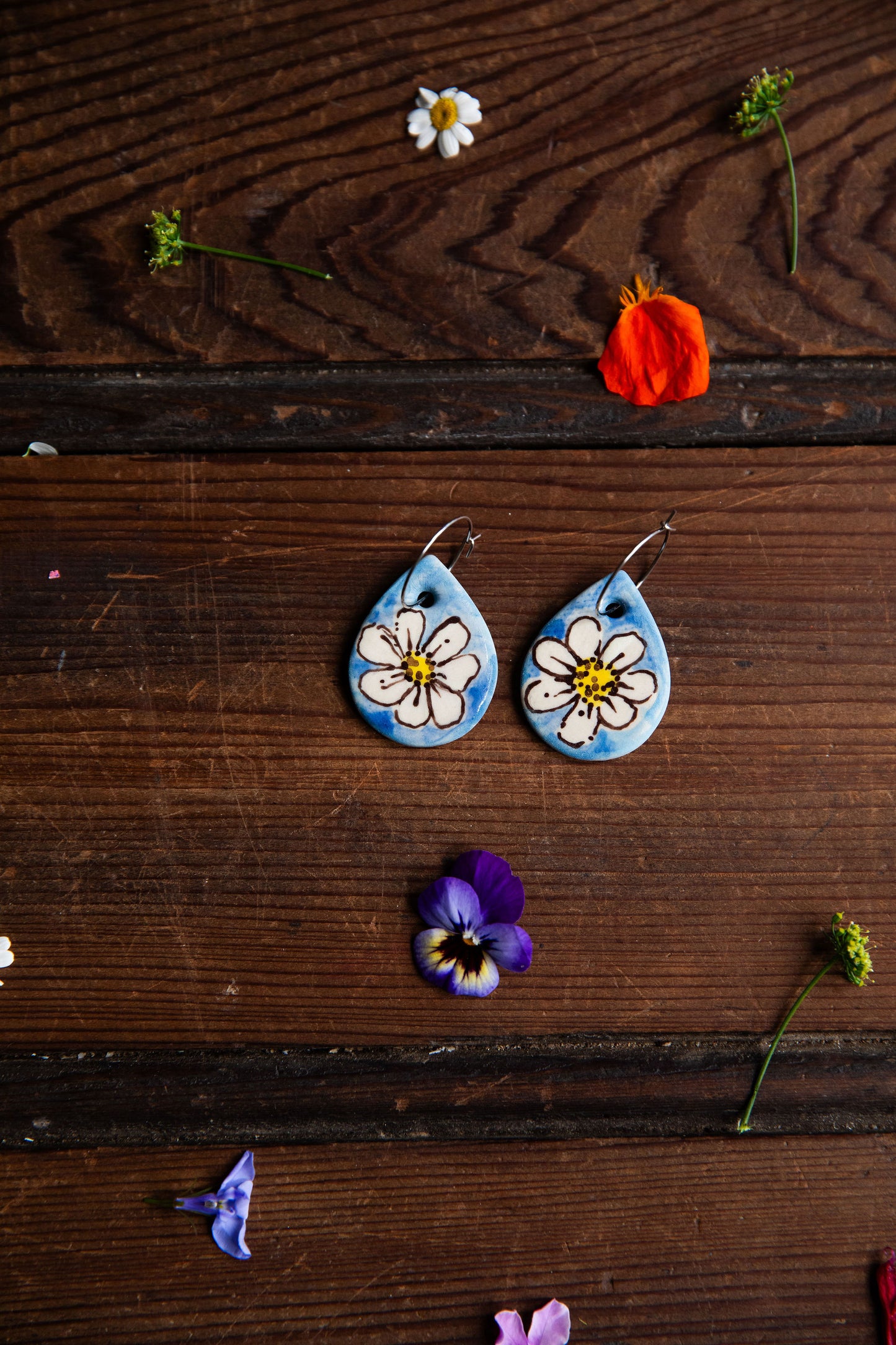 Daisy Sky Earrings ~ Droplet Small