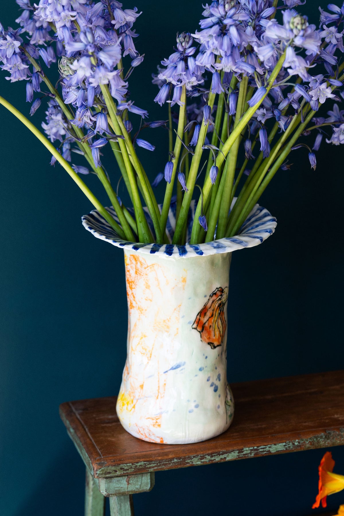 Nasturtiums & Stripes Vase