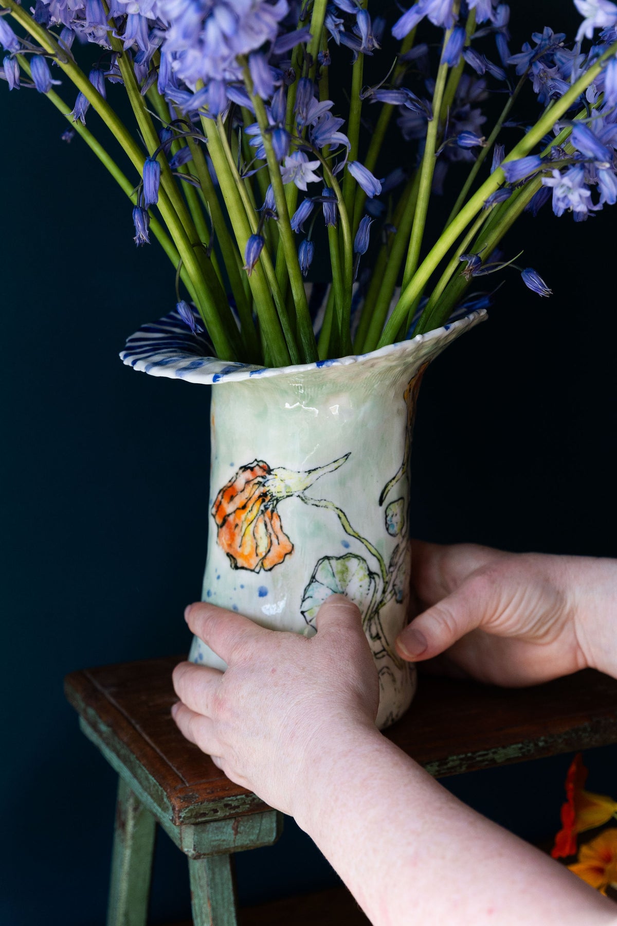 Nasturtiums & Stripes Vase