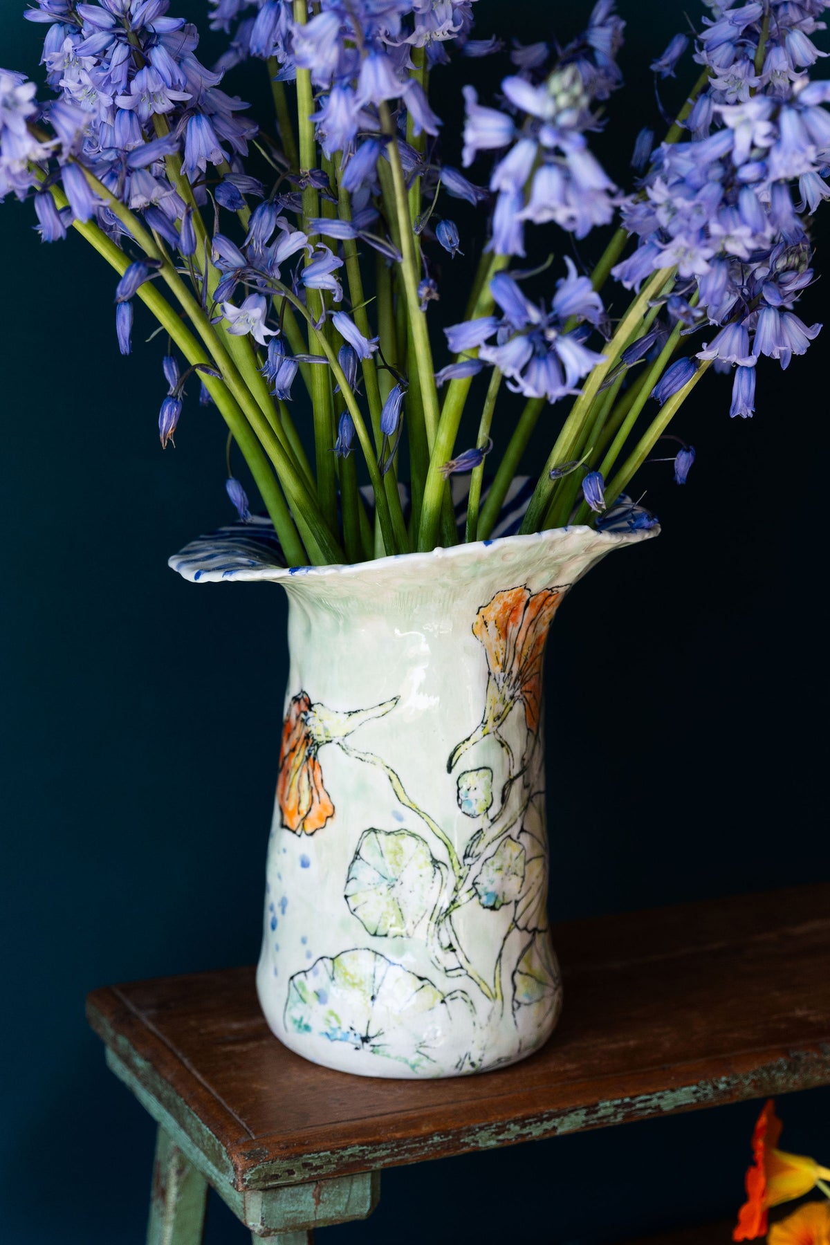 Nasturtiums & Stripes Vase