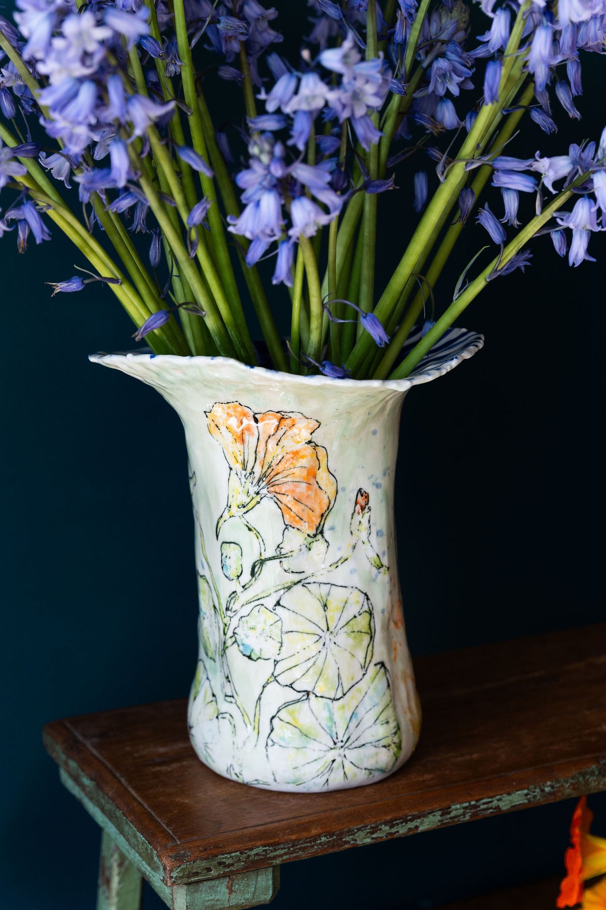 Nasturtiums & Stripes Vase