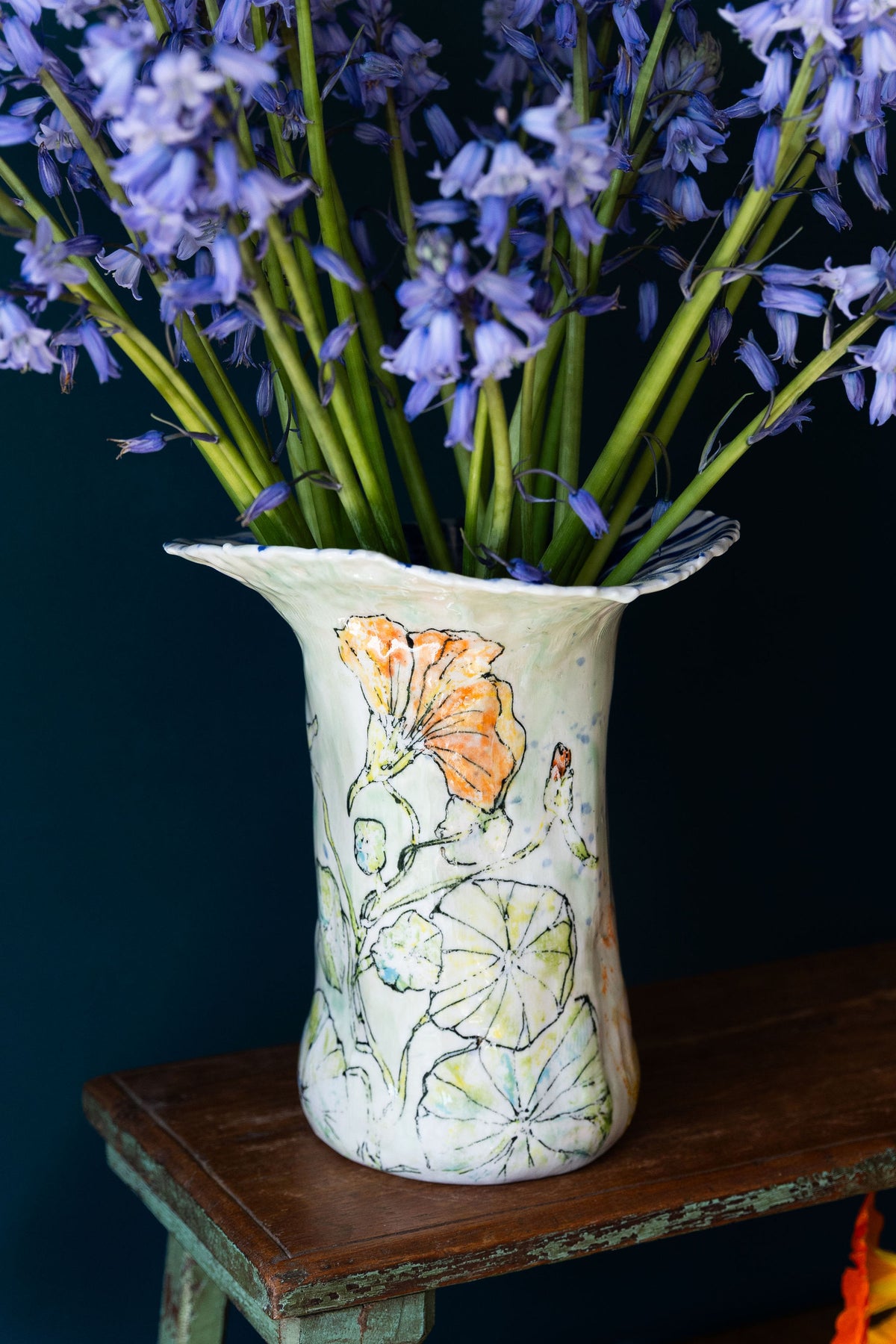 Nasturtiums & Stripes Vase