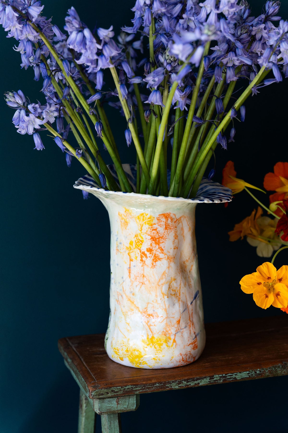 Nasturtiums & Stripes Vase