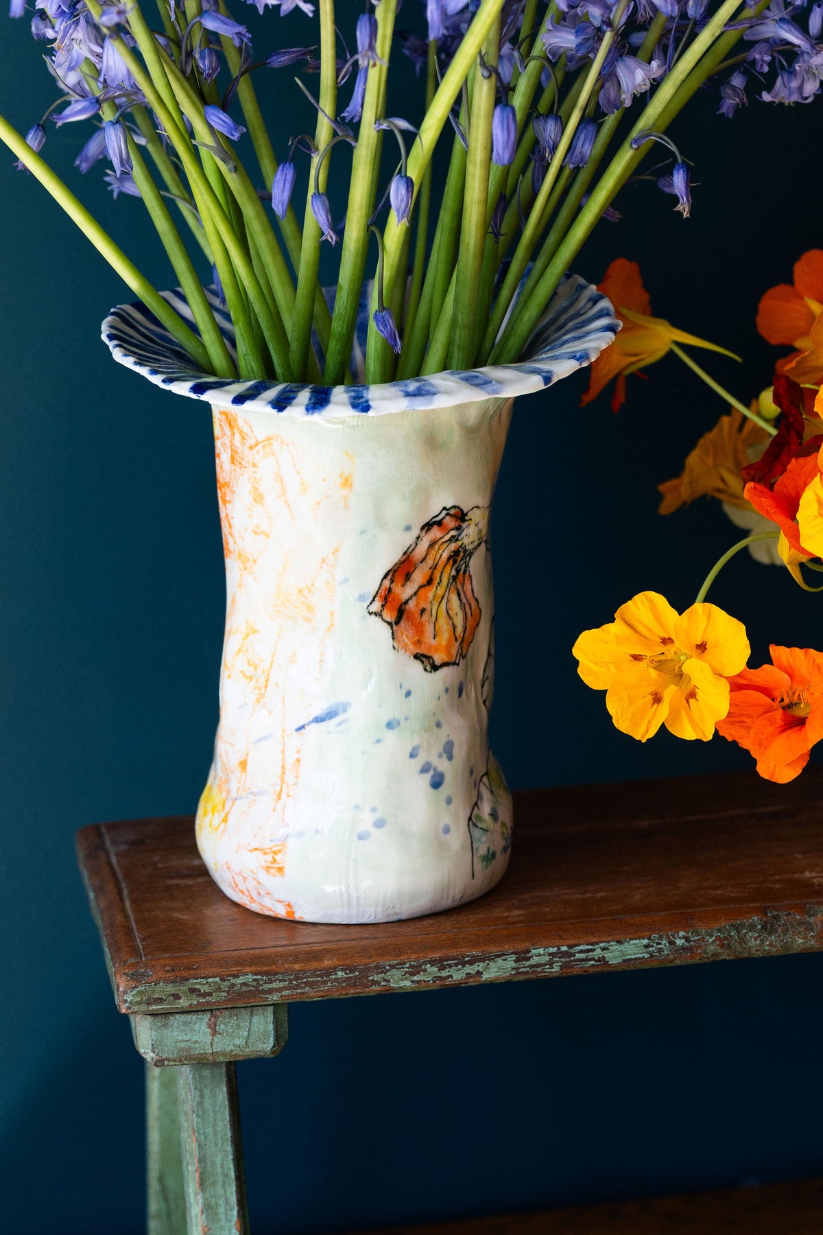 Nasturtiums & Stripes Vase