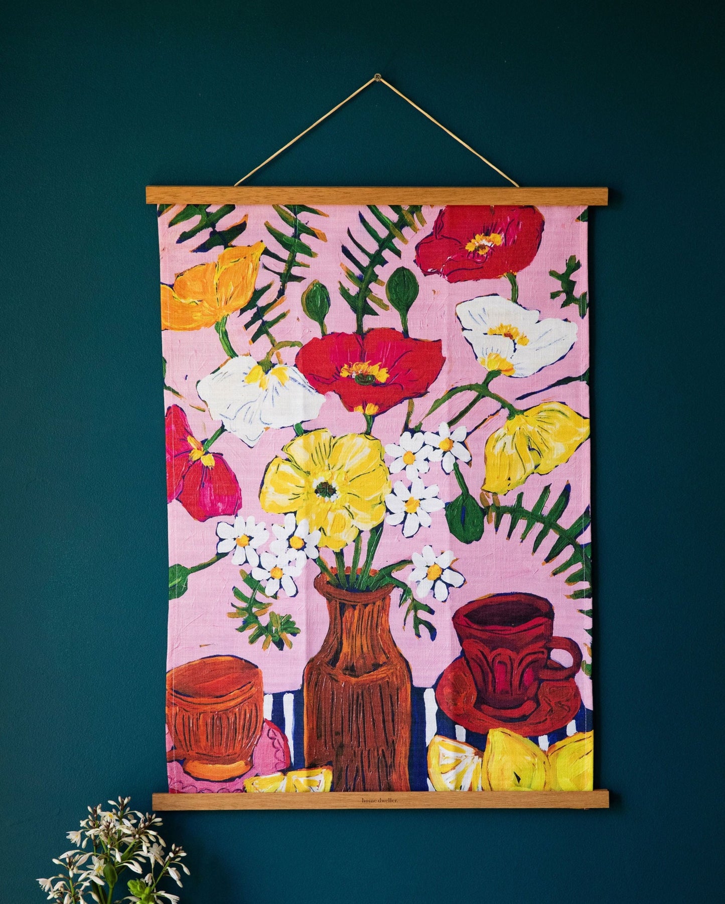 Poppies & Lemons Teatowel