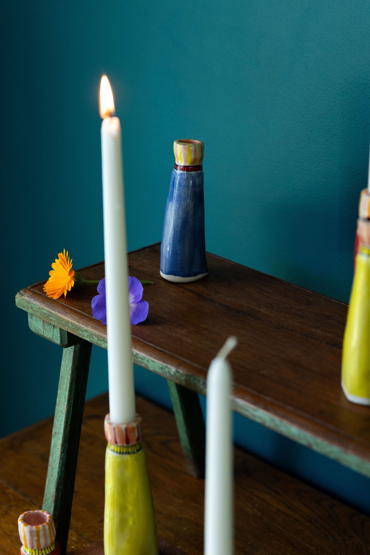 Garden Party Candle Holder Set~ BLUE