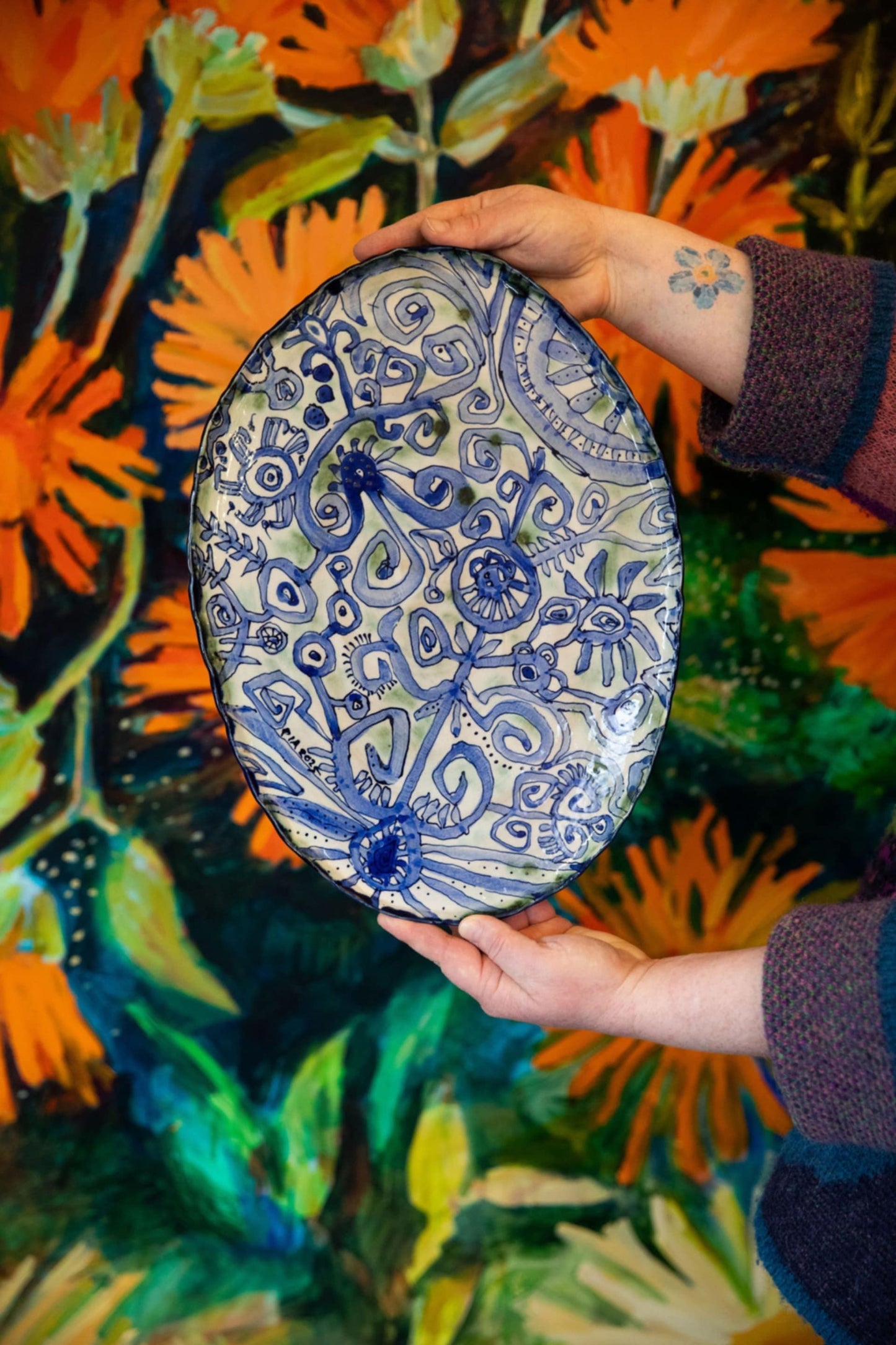 Blue Scribble Platter Number Three